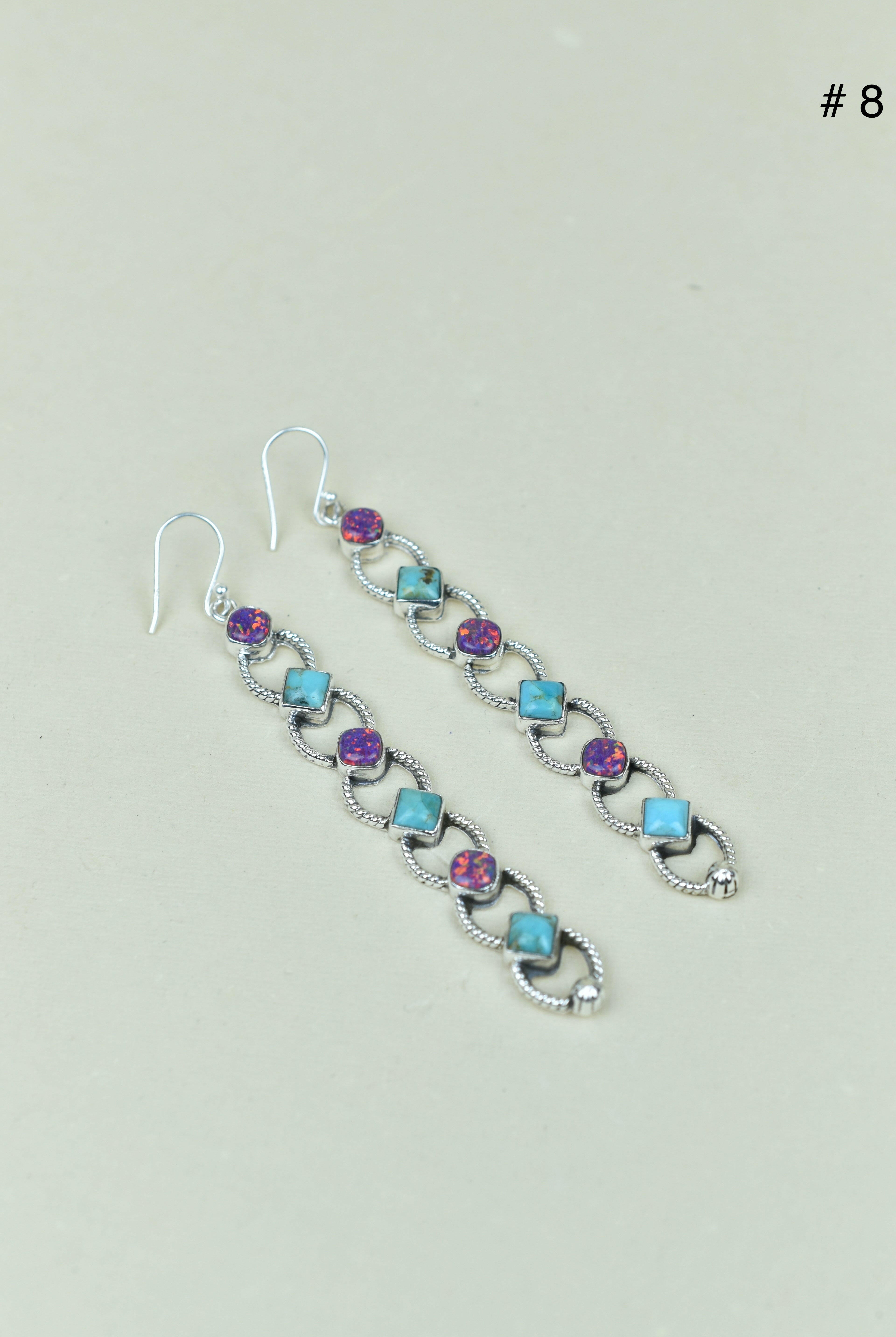 Sterling Silver Six Stone Cascading Earrings-Drop Earrings-Krush Kandy, Women's Online Fashion Boutique Located in Phoenix, Arizona (Scottsdale Area)