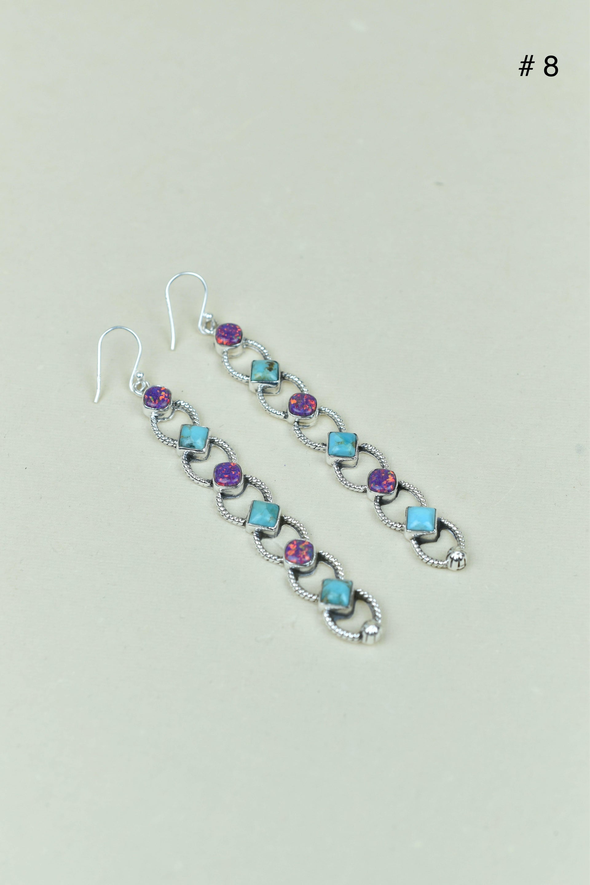 Sterling Silver Six Stone Cascading Earrings-Drop Earrings-Krush Kandy, Women's Online Fashion Boutique Located in Phoenix, Arizona (Scottsdale Area)