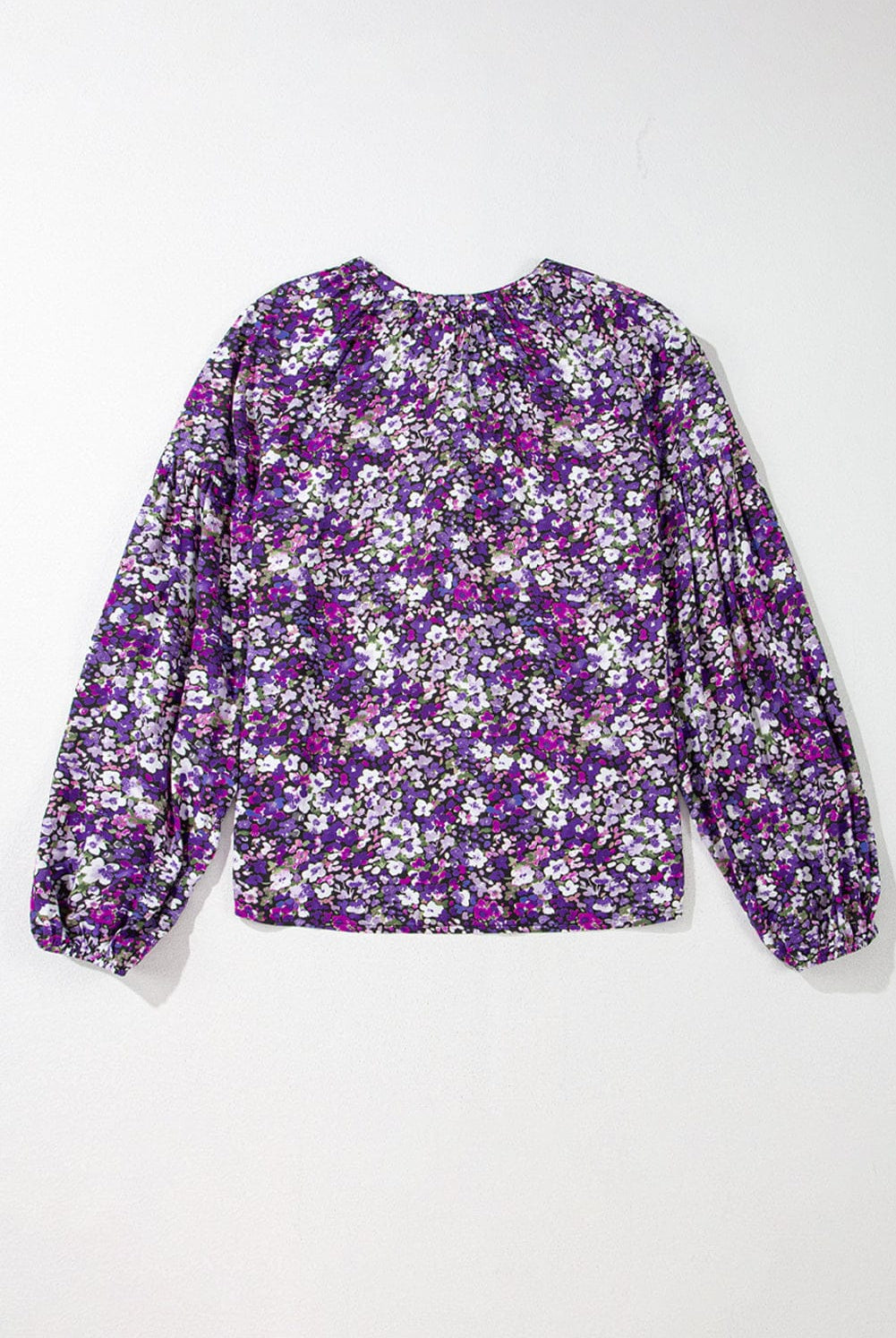 Purple Floral Tassel Tie-Front Blouse-Tops-Krush Kandy, Women's Online Fashion Boutique Located in Phoenix, Arizona (Scottsdale Area)