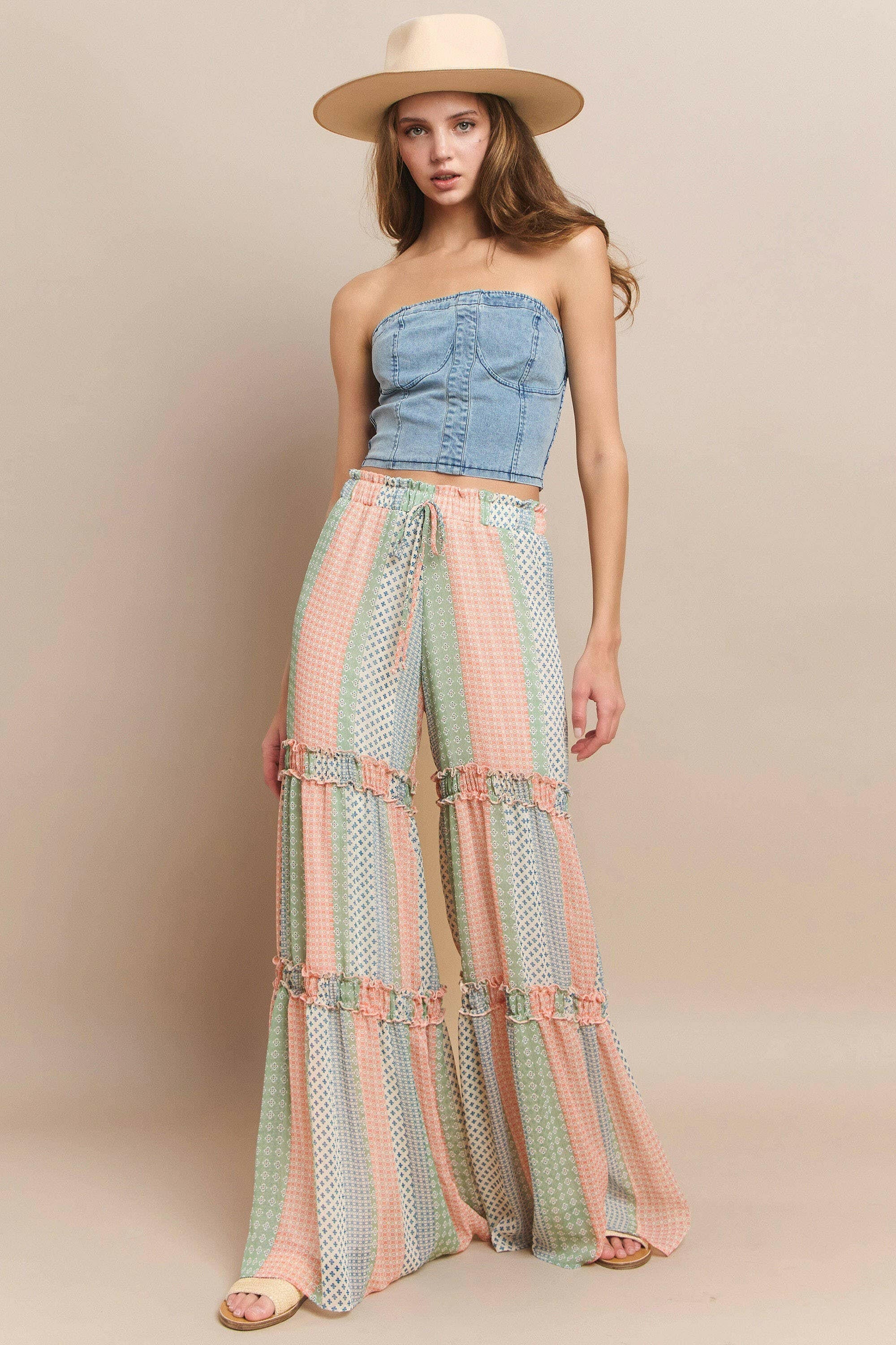 Sunset Stroll Tiered Palazzo Pants-Pants-Krush Kandy, Women's Online Fashion Boutique Located in Phoenix, Arizona (Scottsdale Area)