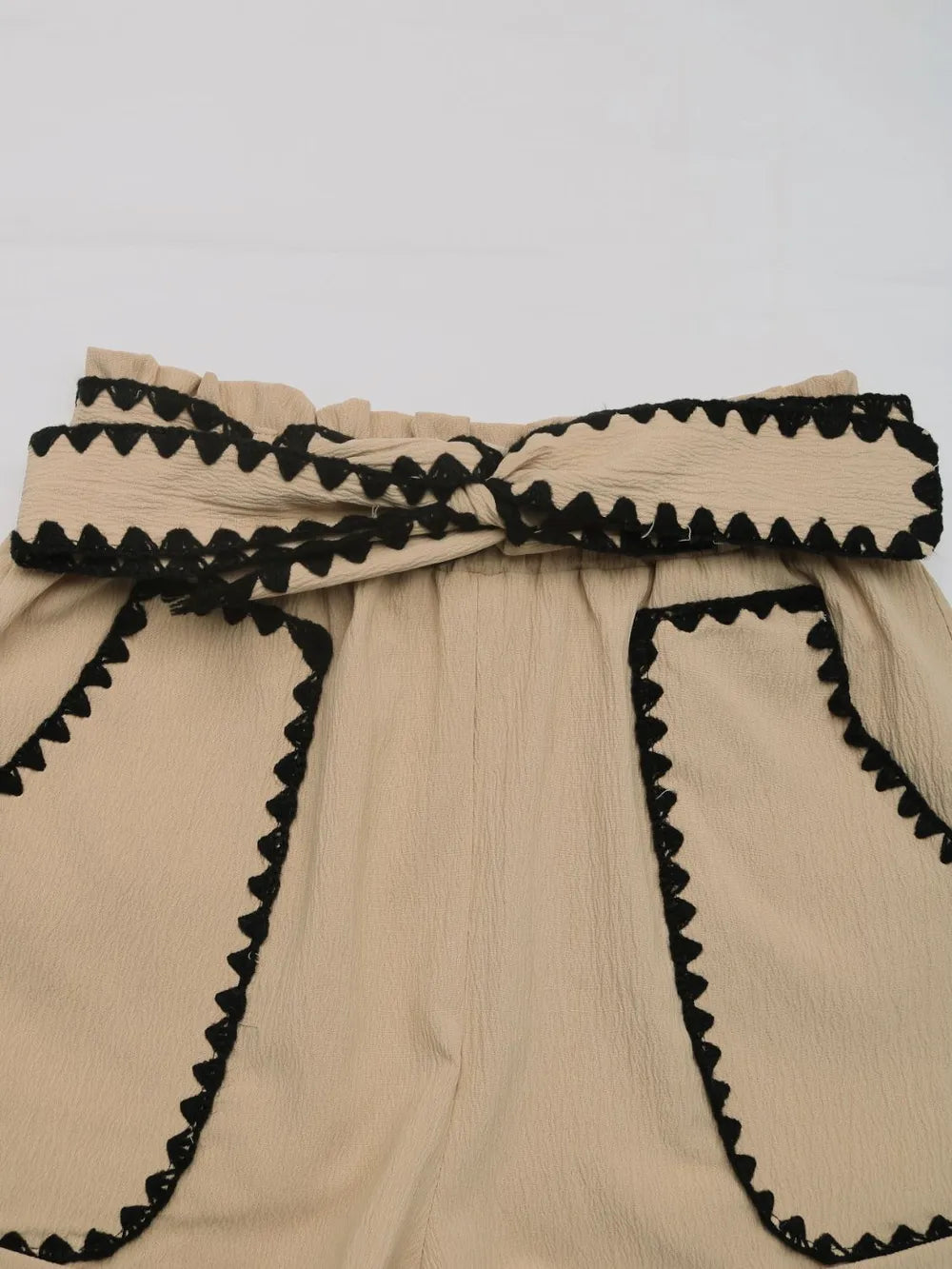 Perfee Tied Contrast Trim Shorts-Shorts-Krush Kandy, Women's Online Fashion Boutique Located in Phoenix, Arizona (Scottsdale Area)