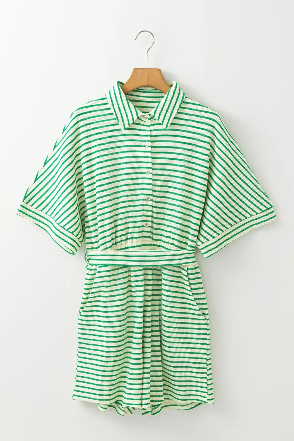 Striped Half Sleeve Tie Waist Romper-Jumpsuits & Rompers-Krush Kandy, Women's Online Fashion Boutique Located in Phoenix, Arizona (Scottsdale Area)