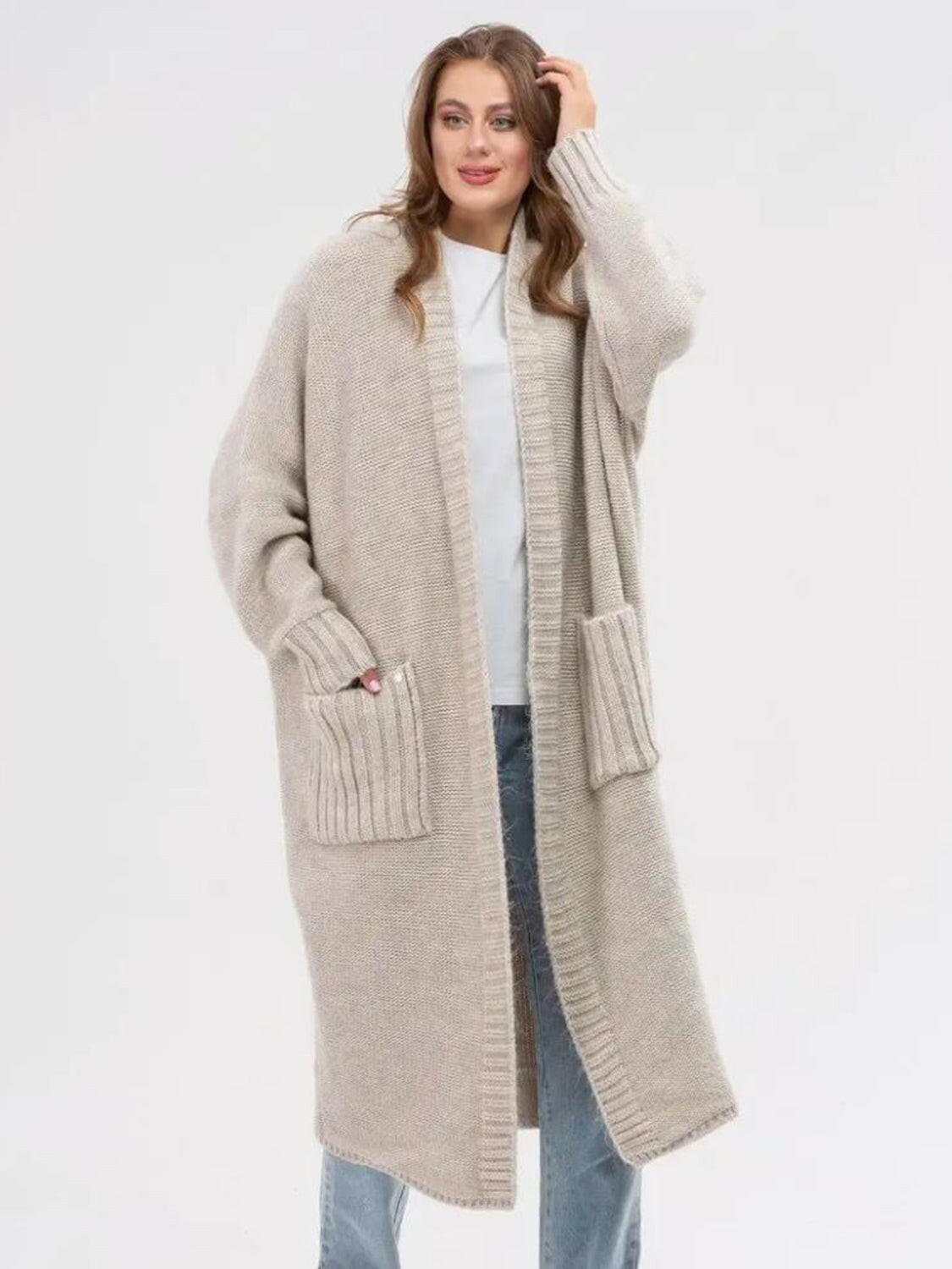 Pocketed Open Front Long Sleeve Longline Cardigan-Krush Kandy, Women's Online Fashion Boutique Located in Phoenix, Arizona (Scottsdale Area)
