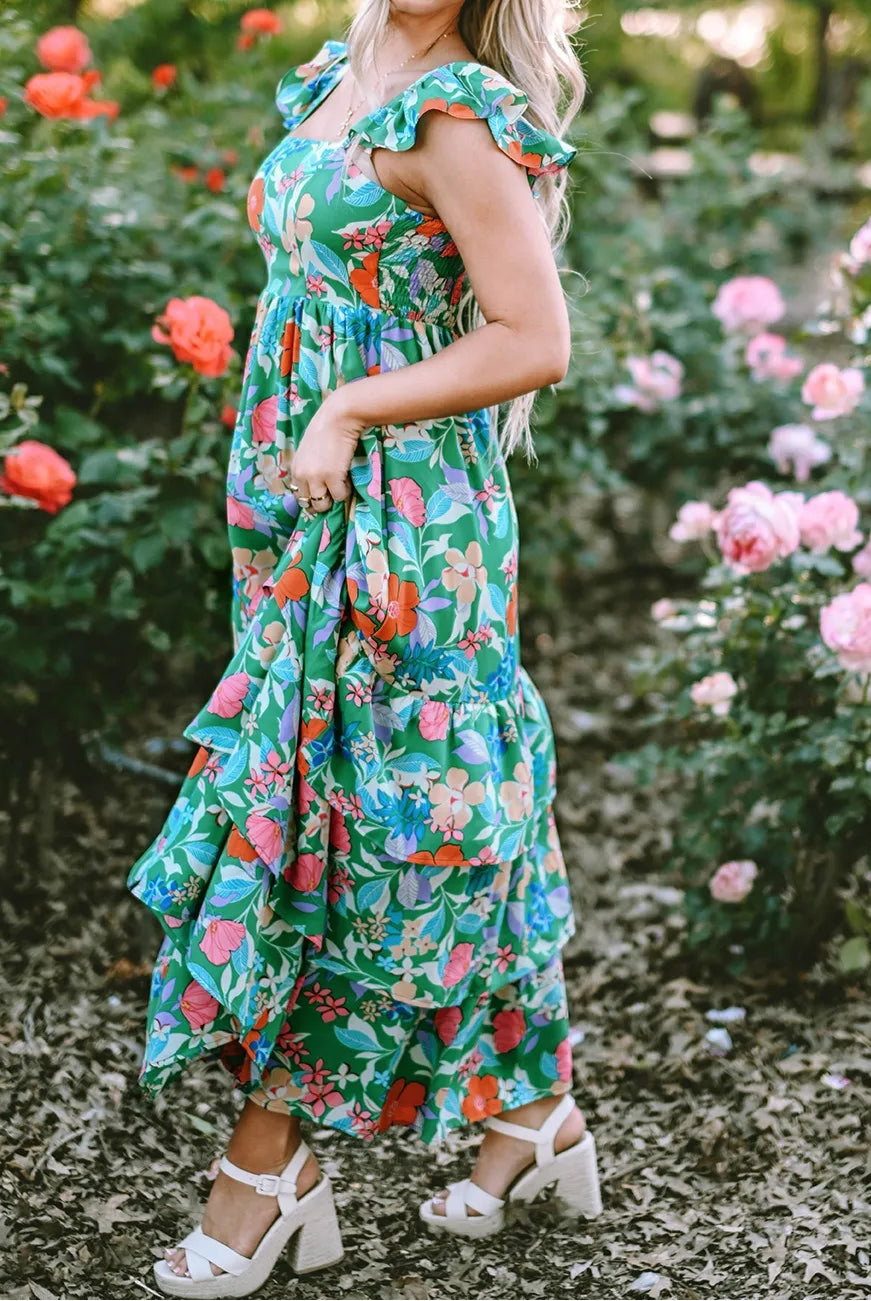 Tiered Ruffled Printed Sleeveless Dress-Dresses-Krush Kandy, Women's Online Fashion Boutique Located in Phoenix, Arizona (Scottsdale Area)