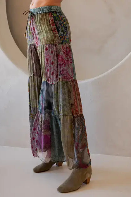 Boho Flared Patchwork Pants-Pants-Krush Kandy, Women's Online Fashion Boutique Located in Phoenix, Arizona (Scottsdale Area)