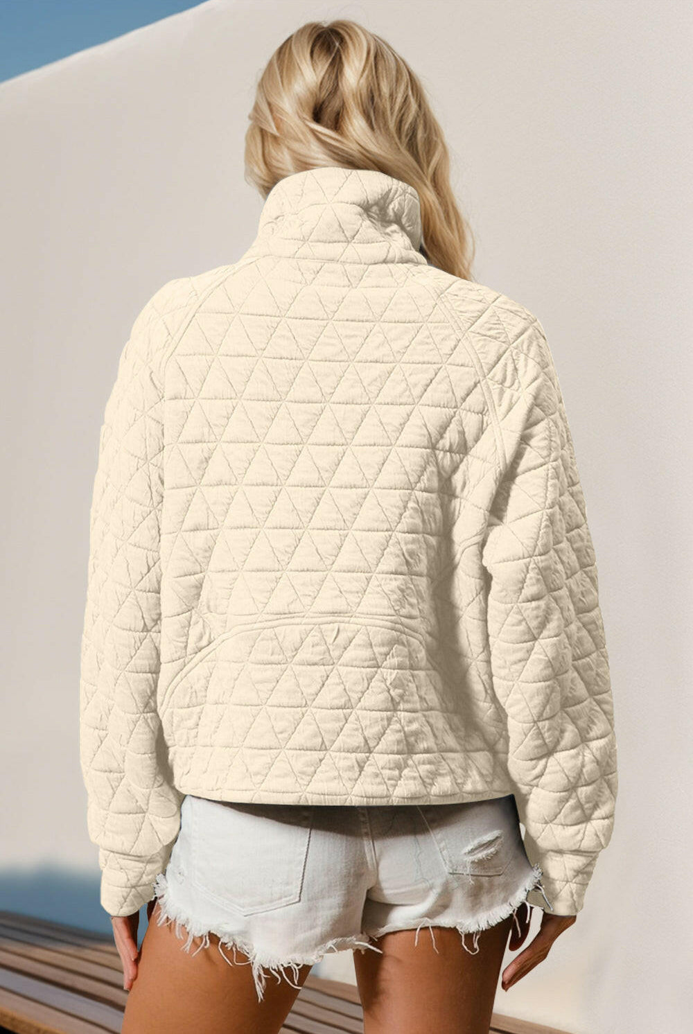 Half Zip Long Sleeve Quilted Sweatshirt with Pocket-Jackets-Krush Kandy, Women's Online Fashion Boutique Located in Phoenix, Arizona (Scottsdale Area)