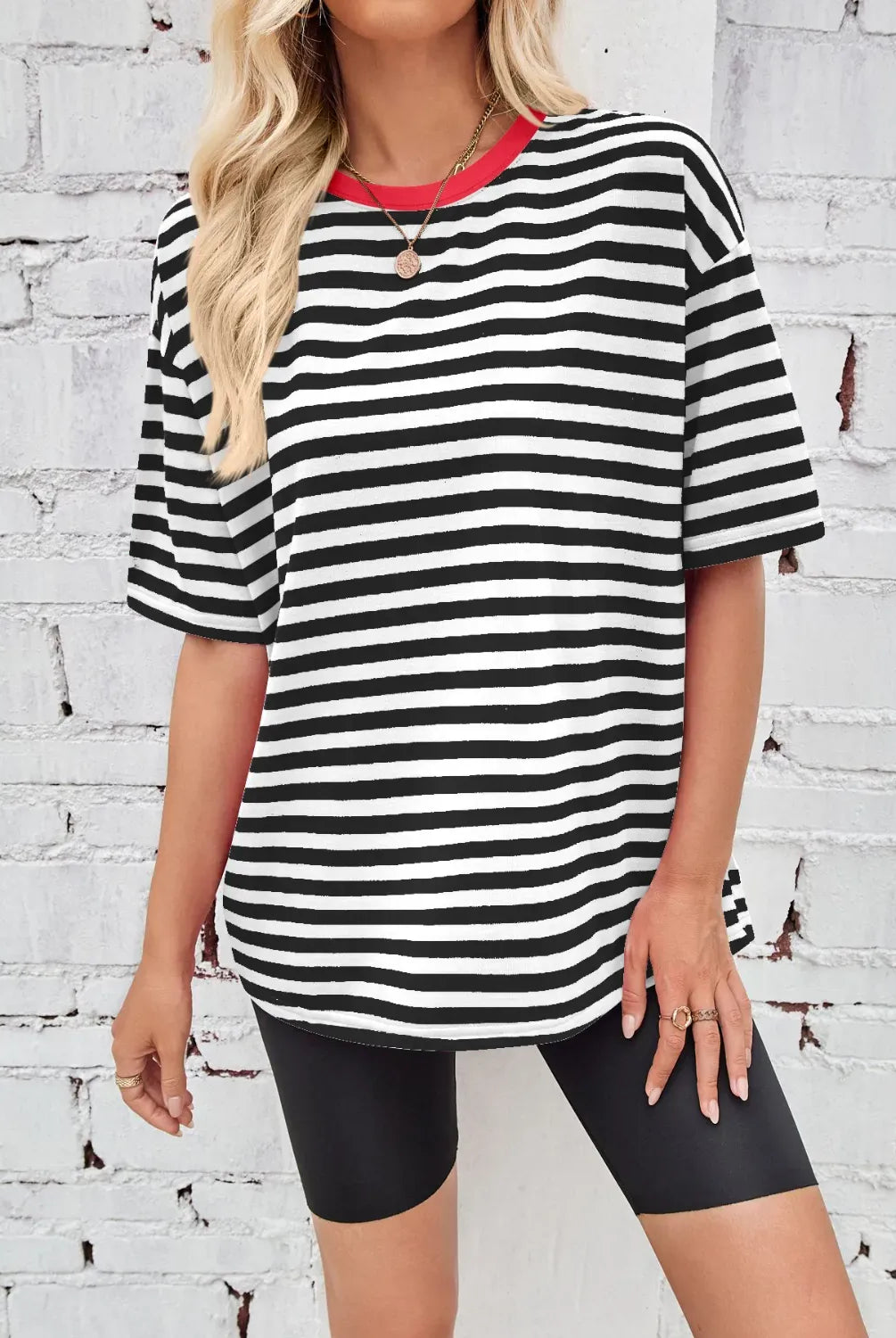 Neon Pop Stripe Oversized Tee-Tops-Krush Kandy, Women's Online Fashion Boutique Located in Phoenix, Arizona (Scottsdale Area)