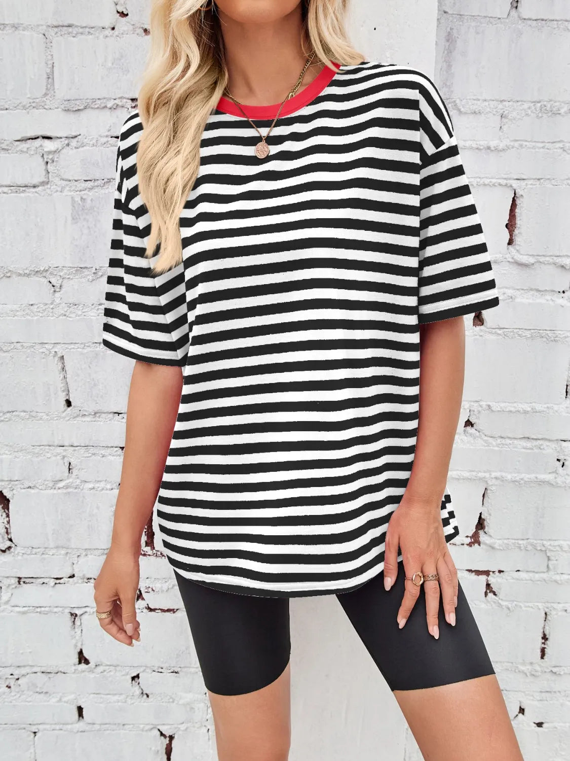 Neon Pop Stripe Oversized Tee-Tops-Krush Kandy, Women's Online Fashion Boutique Located in Phoenix, Arizona (Scottsdale Area)
