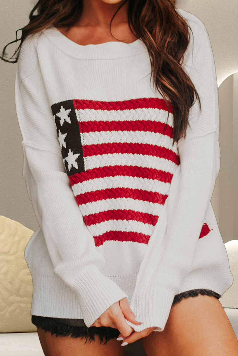 US Flag Round Neck Long Sleeve Knit Top-Krush Kandy, Women's Online Fashion Boutique Located in Phoenix, Arizona (Scottsdale Area)