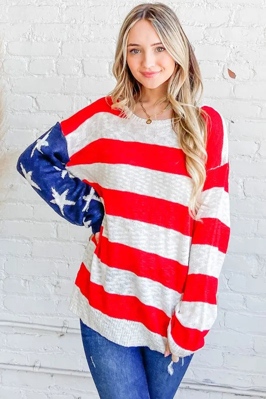 Stars & Stripes Forever Sweater-Sweaters-Krush Kandy, Women's Online Fashion Boutique Located in Phoenix, Arizona (Scottsdale Area)