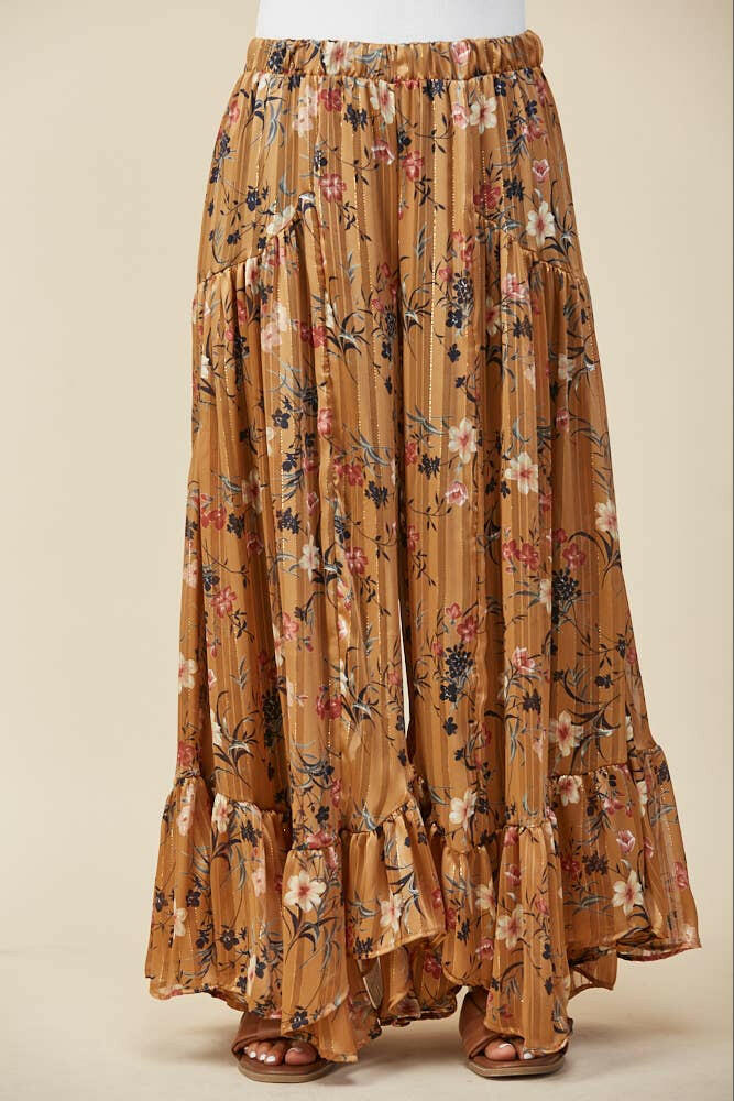 Golden Hour Ruffle Palazzo Pants-Pants-Krush Kandy, Women's Online Fashion Boutique Located in Phoenix, Arizona (Scottsdale Area)