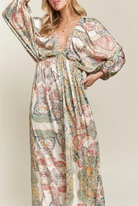 ADORA Printed V-Neck Batwing Sleeve Dress-Dresses-Krush Kandy, Women's Online Fashion Boutique Located in Phoenix, Arizona (Scottsdale Area)