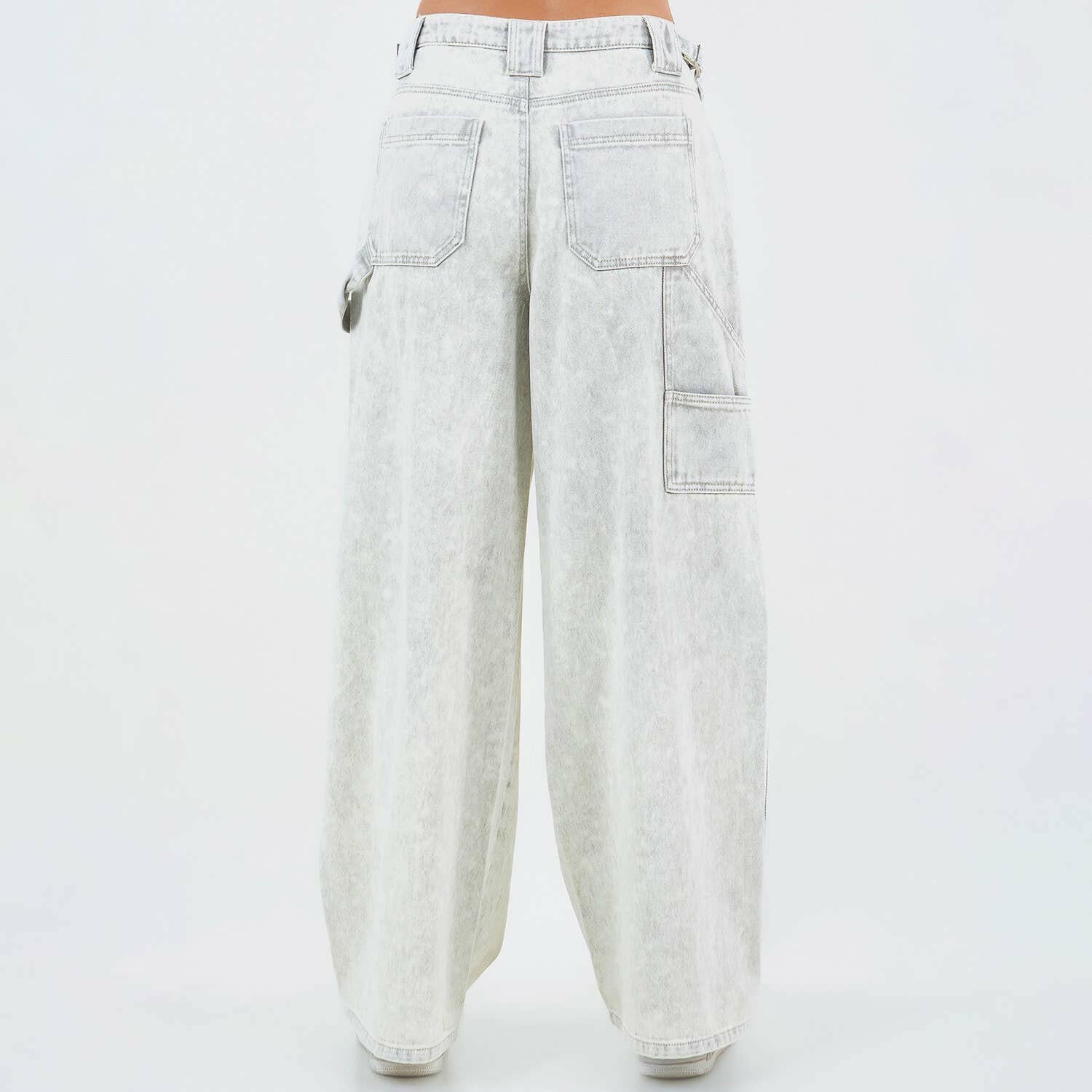 Wide Leg Waist Strap Carpenter Jeans-Denim-Krush Kandy, Women's Online Fashion Boutique Located in Phoenix, Arizona (Scottsdale Area)