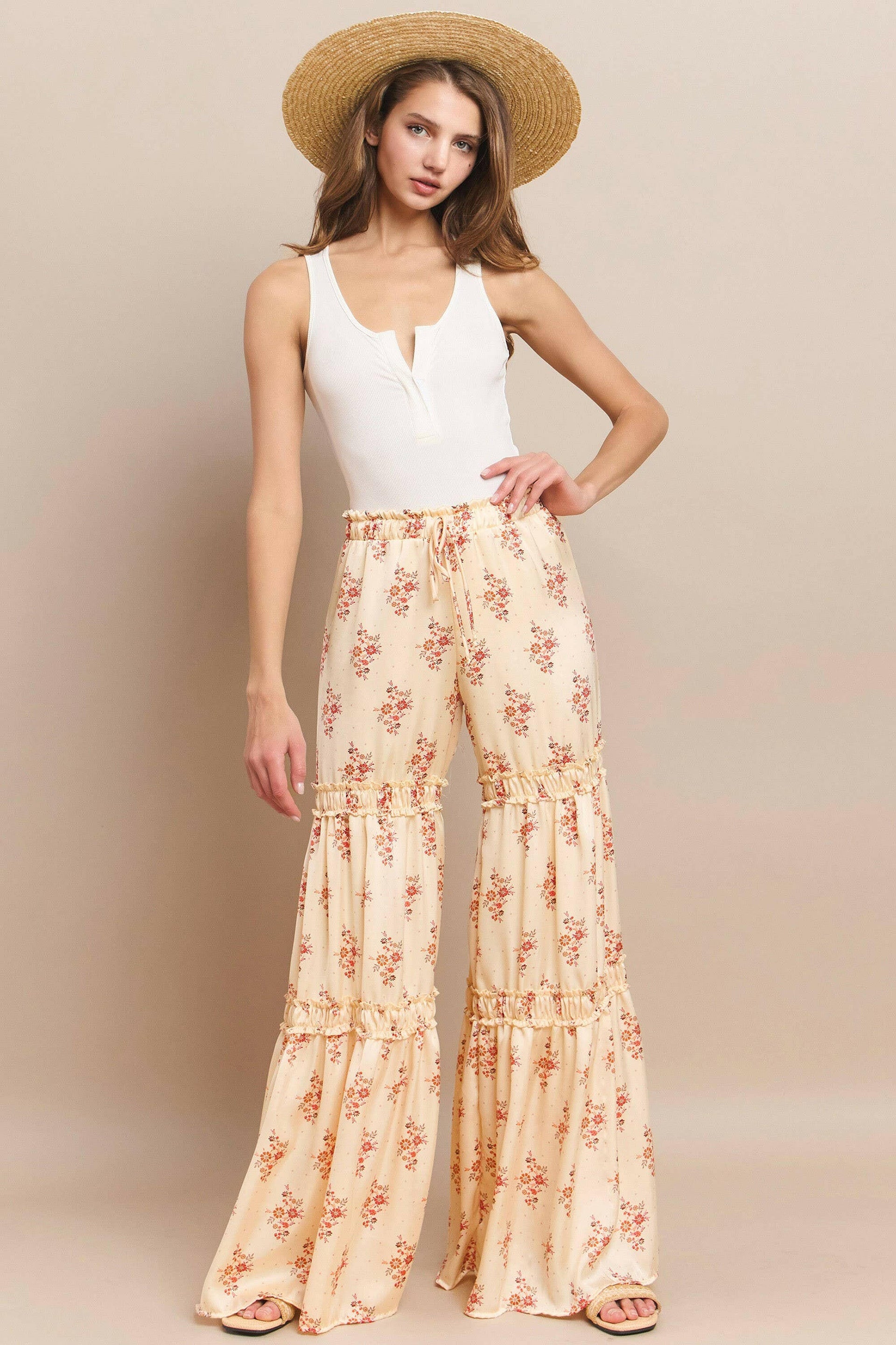 Peach Blossom Palazzo Pants-Pants-Krush Kandy, Women's Online Fashion Boutique Located in Phoenix, Arizona (Scottsdale Area)