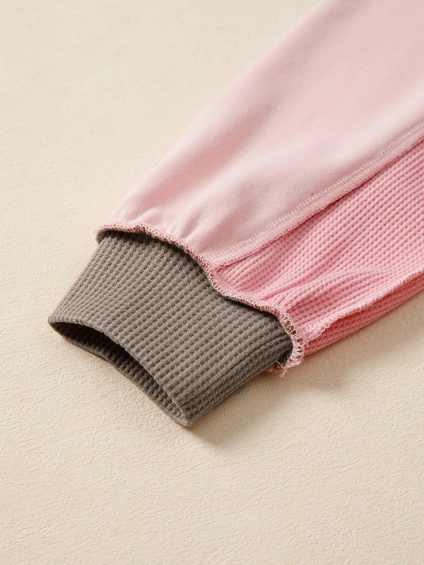 Color Block Mix Texture Waffle Patchwork Oversize Sweatshirt-Sweater-Krush Kandy, Women's Online Fashion Boutique Located in Phoenix, Arizona (Scottsdale Area)