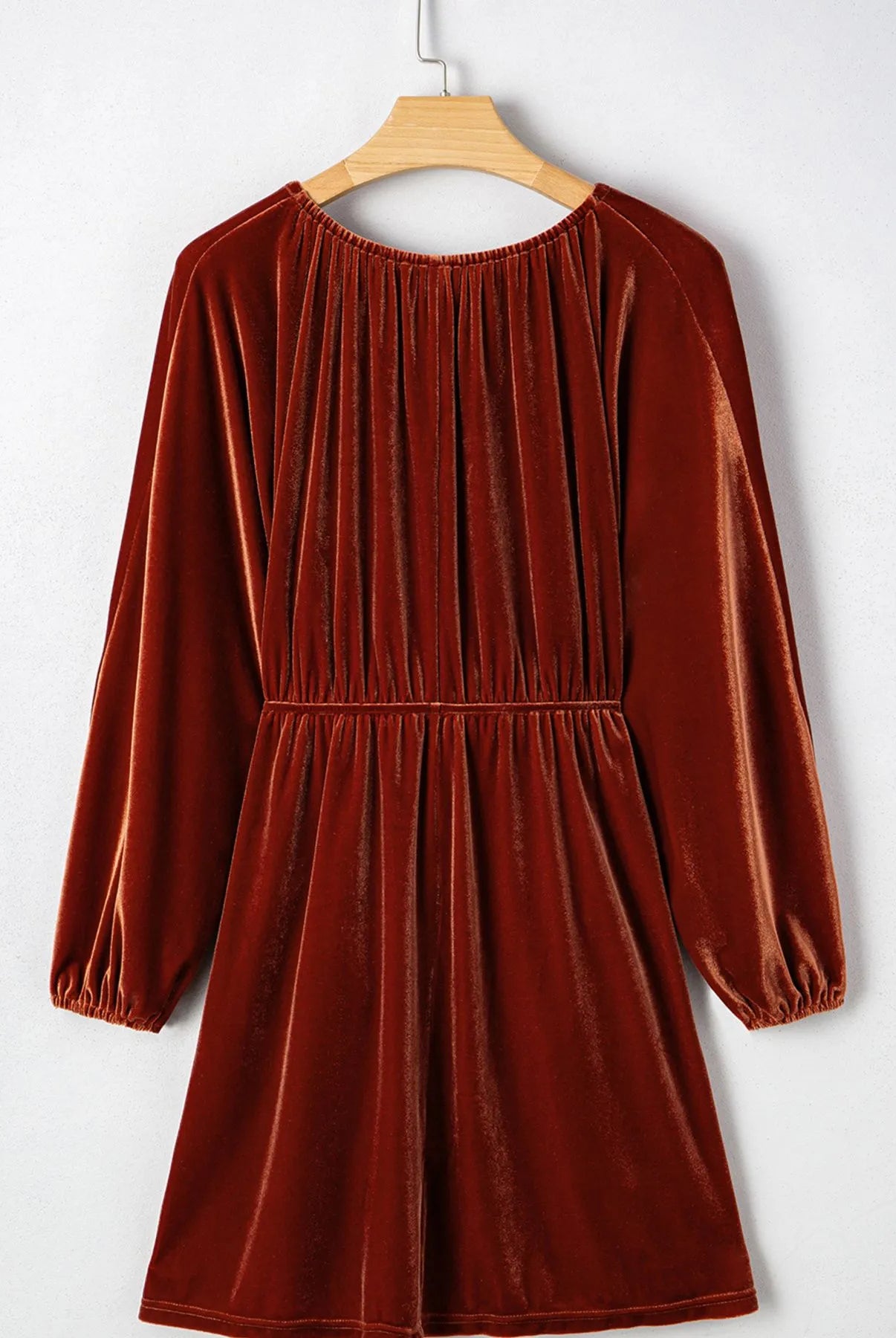 V Neck Puff Sleeve Velvet Dress-Dresses-Krush Kandy, Women's Online Fashion Boutique Located in Phoenix, Arizona (Scottsdale Area)