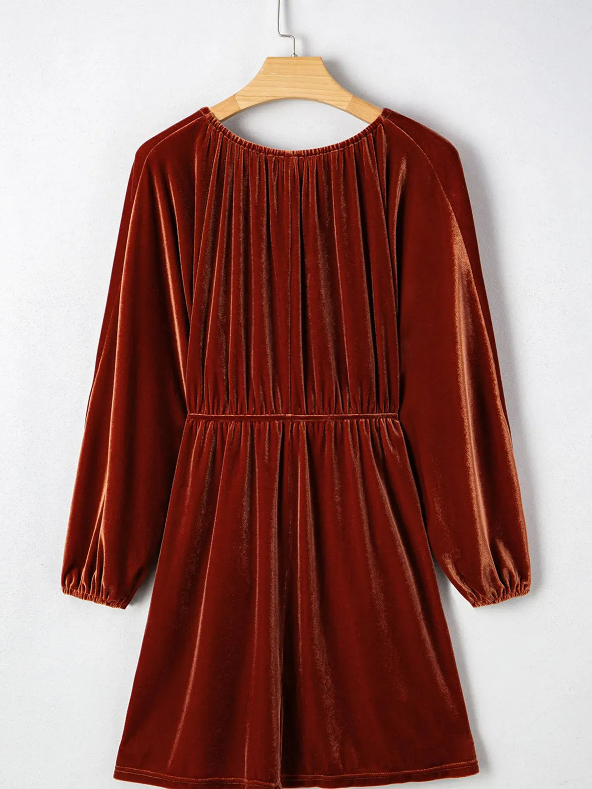 V Neck Puff Sleeve Velvet Dress-Dresses-Krush Kandy, Women's Online Fashion Boutique Located in Phoenix, Arizona (Scottsdale Area)