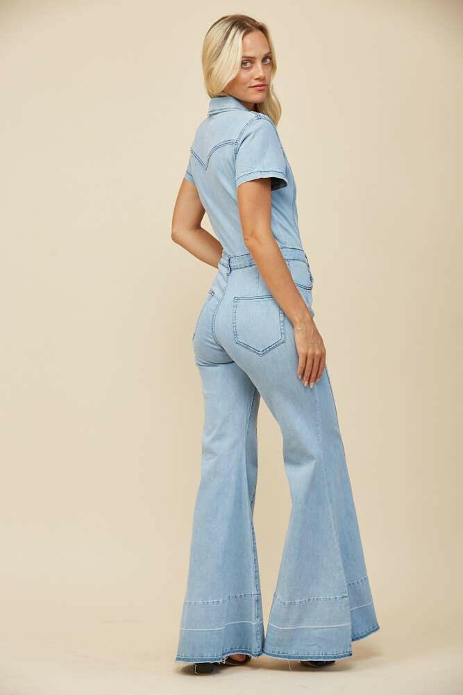 High Noon Denim Jumpsuit-Jumpsuits & Rompers-Krush Kandy, Women's Online Fashion Boutique Located in Phoenix, Arizona (Scottsdale Area)