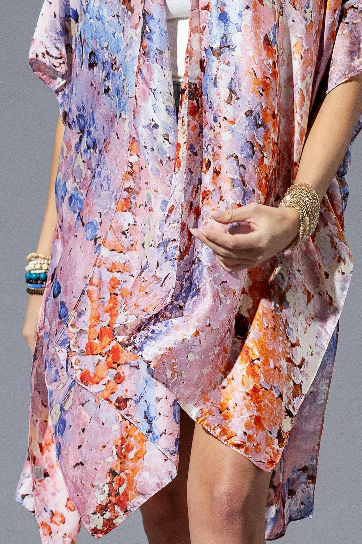 Abstract Print Silky Feel Kimono-Kimono-Krush Kandy, Women's Online Fashion Boutique Located in Phoenix, Arizona (Scottsdale Area)