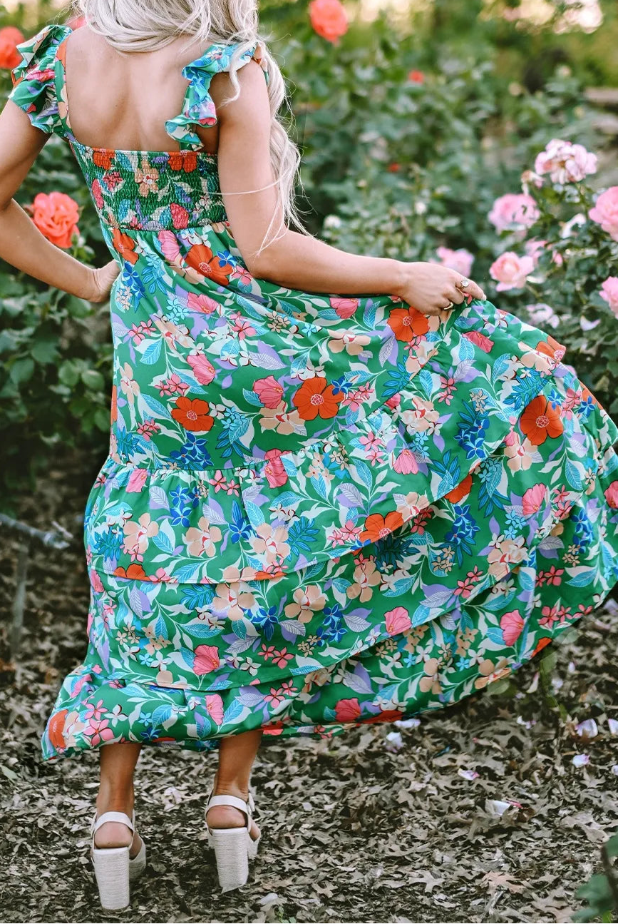 Tiered Ruffled Printed Sleeveless Dress-Dresses-Krush Kandy, Women's Online Fashion Boutique Located in Phoenix, Arizona (Scottsdale Area)