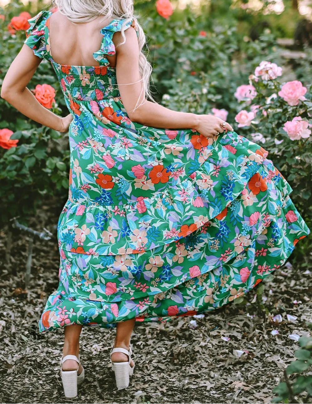 Tiered Ruffled Printed Sleeveless Dress-Dresses-Krush Kandy, Women's Online Fashion Boutique Located in Phoenix, Arizona (Scottsdale Area)