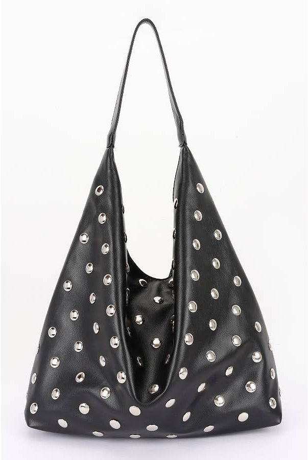 Studded Faux Leather Hobo Bag-Purses & Bags-Krush Kandy, Women's Online Fashion Boutique Located in Phoenix, Arizona (Scottsdale Area)