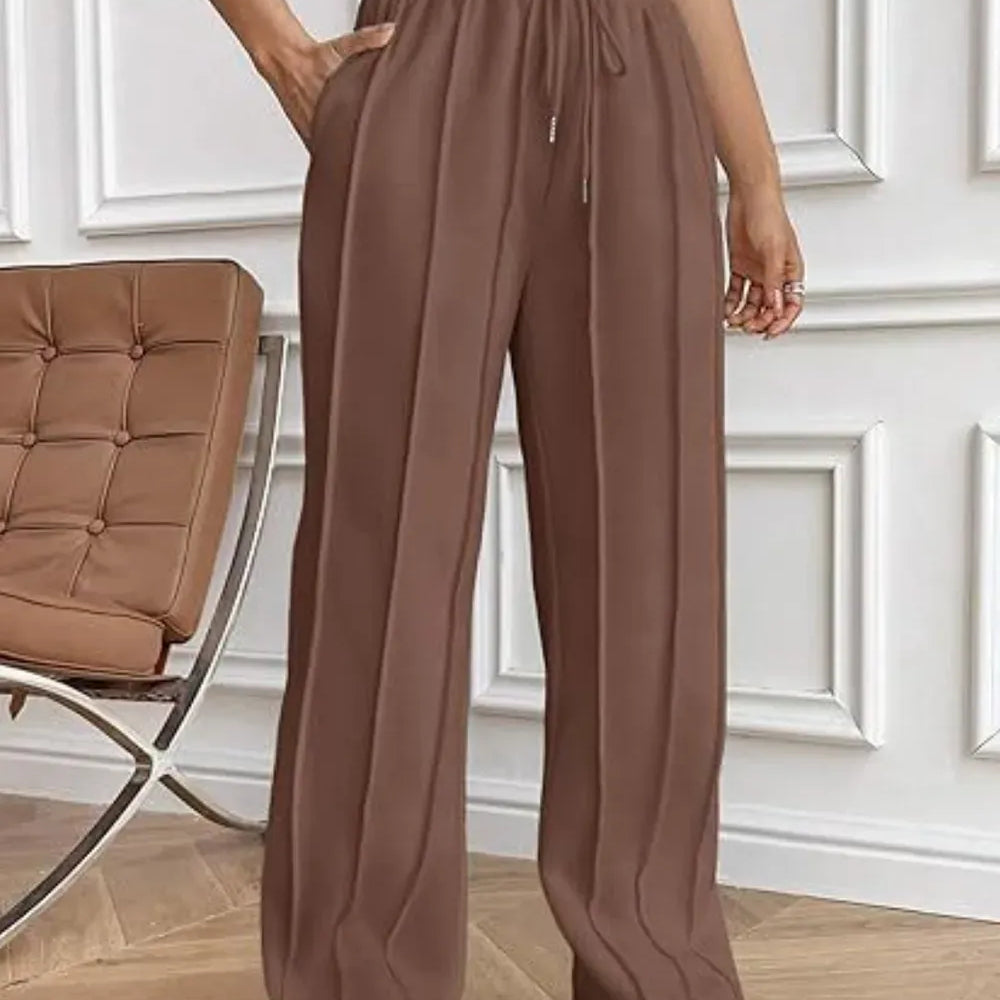 Drawstring Wide Leg Pants with Pockets-PANTS-Krush Kandy, Women's Online Fashion Boutique Located in Phoenix, Arizona (Scottsdale Area)