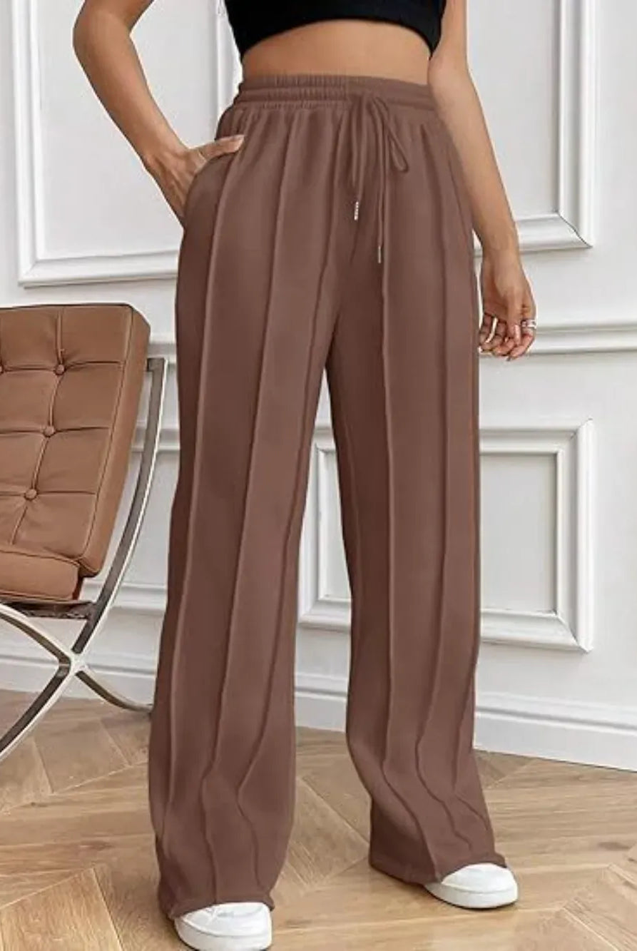 Drawstring Wide Leg Pants with Pockets-PANTS-Krush Kandy, Women's Online Fashion Boutique Located in Phoenix, Arizona (Scottsdale Area)