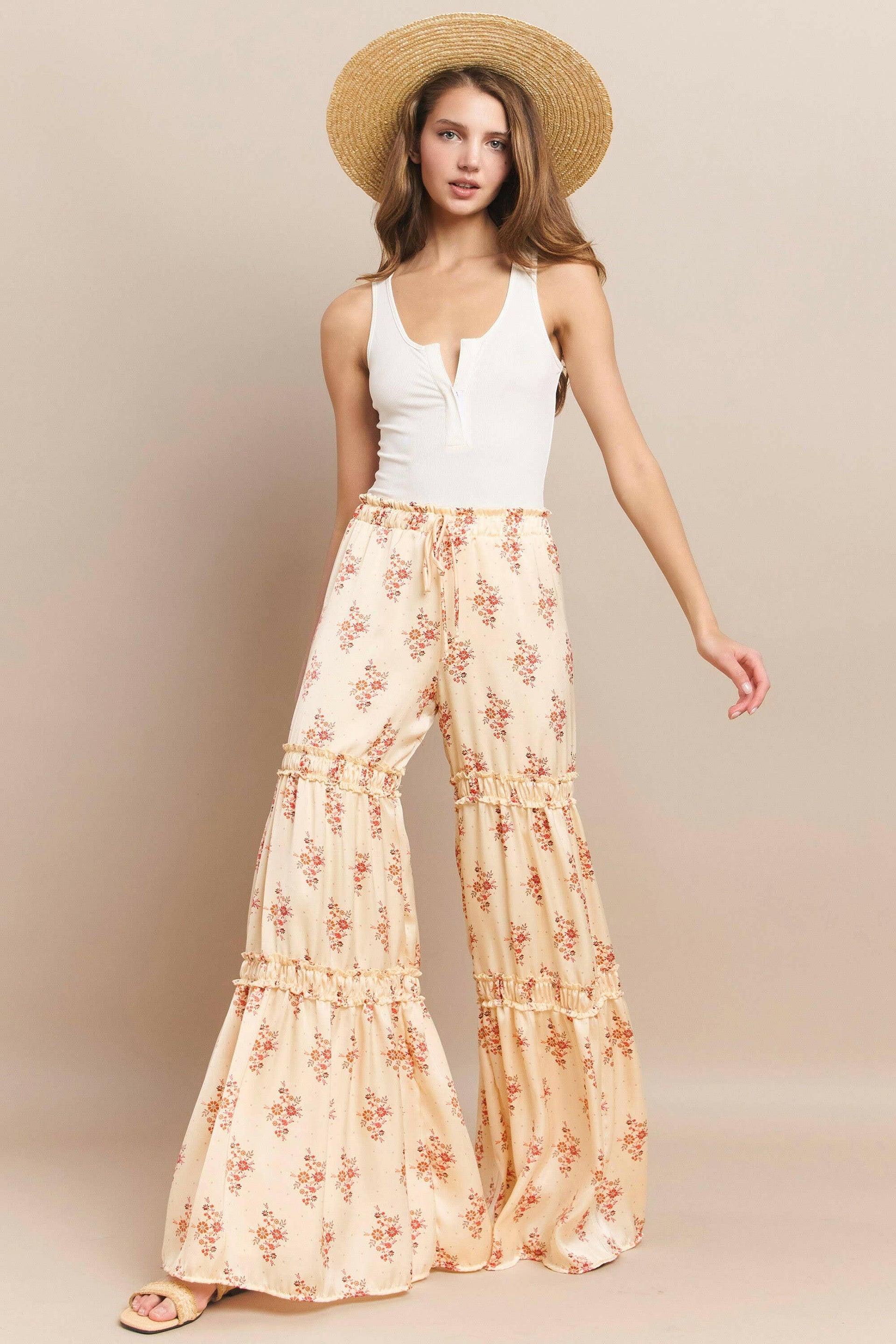 Peach Blossom Palazzo Pants-Pants-Krush Kandy, Women's Online Fashion Boutique Located in Phoenix, Arizona (Scottsdale Area)