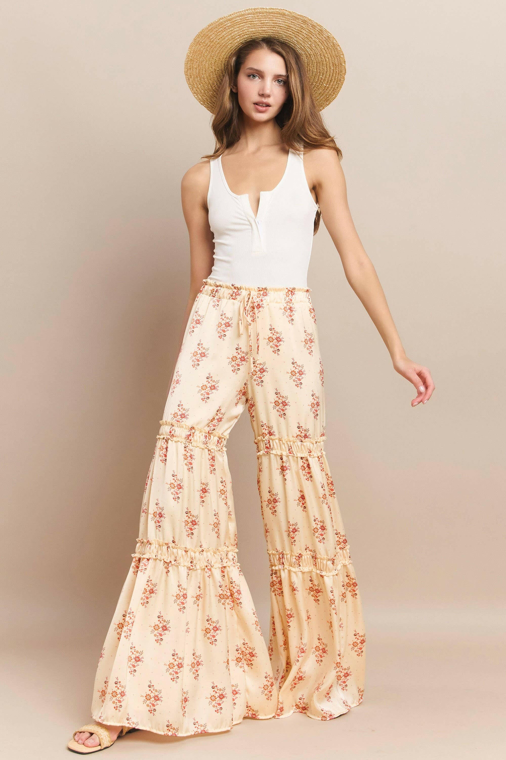 Peach Blossom Palazzo Pants-Pants-Krush Kandy, Women's Online Fashion Boutique Located in Phoenix, Arizona (Scottsdale Area)