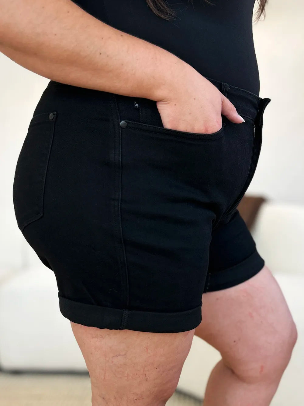 Judy Blue Full Size High Waist Tummy Control Cuffed Denim Shorts-Krush Kandy, Women's Online Fashion Boutique Located in Phoenix, Arizona (Scottsdale Area)