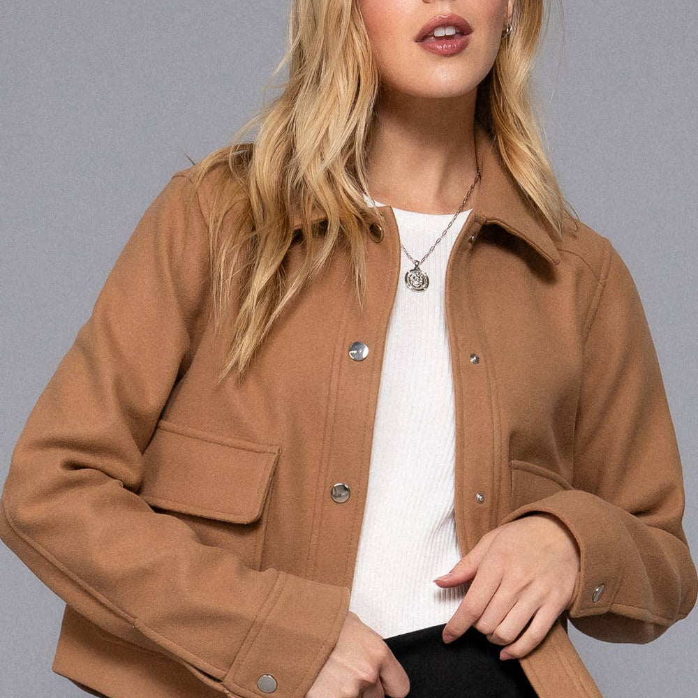 Plus Size Long Sleeve Soft Felt Jacket-Jackets-Krush Kandy, Women's Online Fashion Boutique Located in Phoenix, Arizona (Scottsdale Area)