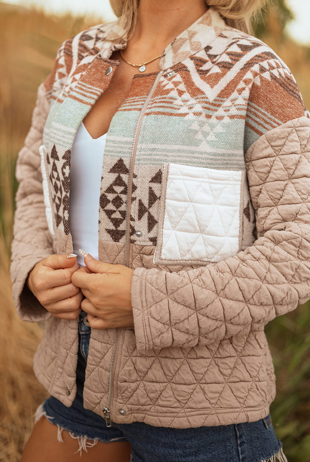 Western Quilted Aztec Jacket-Jacket-Krush Kandy, Women's Online Fashion Boutique Located in Phoenix, Arizona (Scottsdale Area)