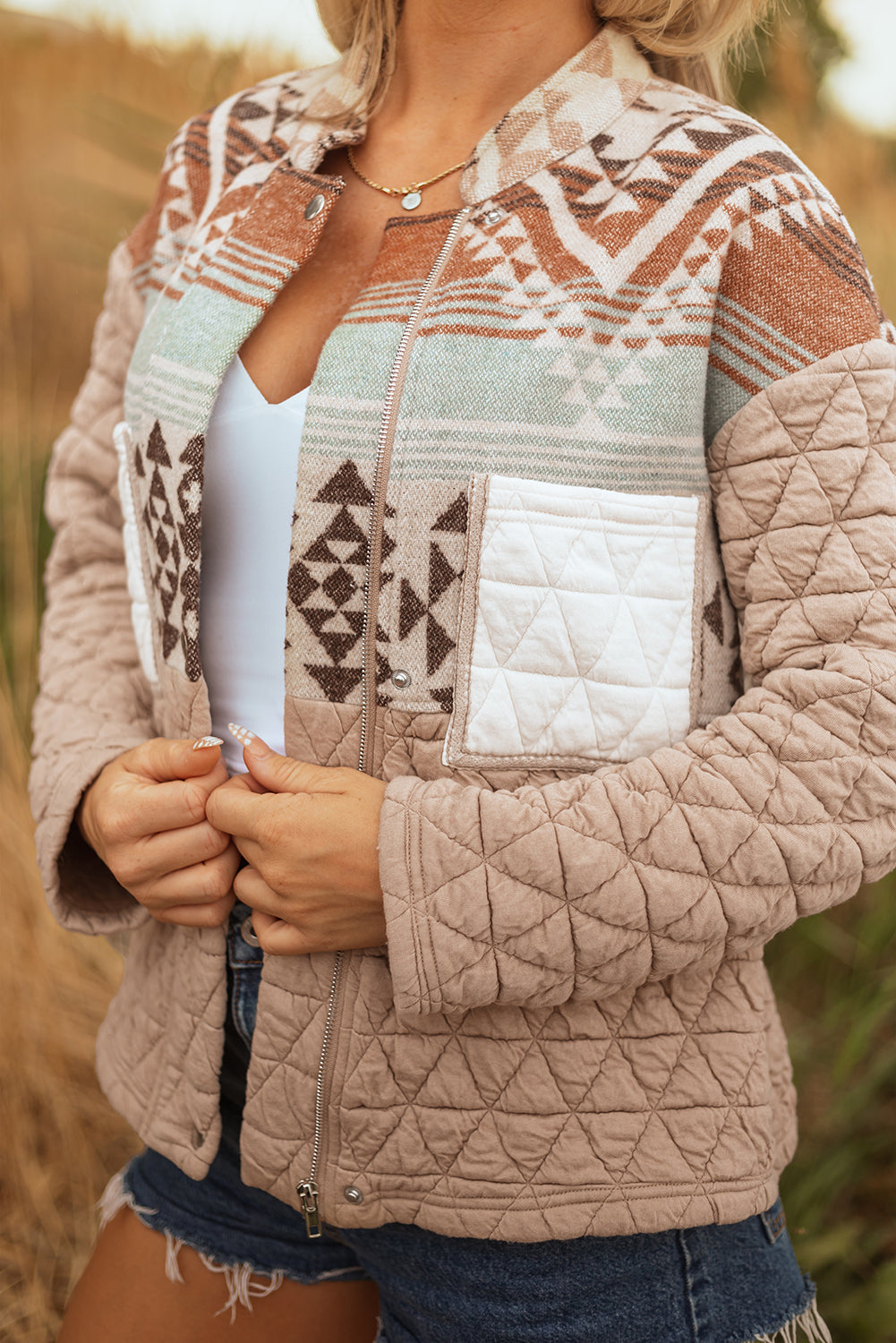 Western Quilted Aztec Jacket-Jacket-Krush Kandy, Women's Online Fashion Boutique Located in Phoenix, Arizona (Scottsdale Area)
