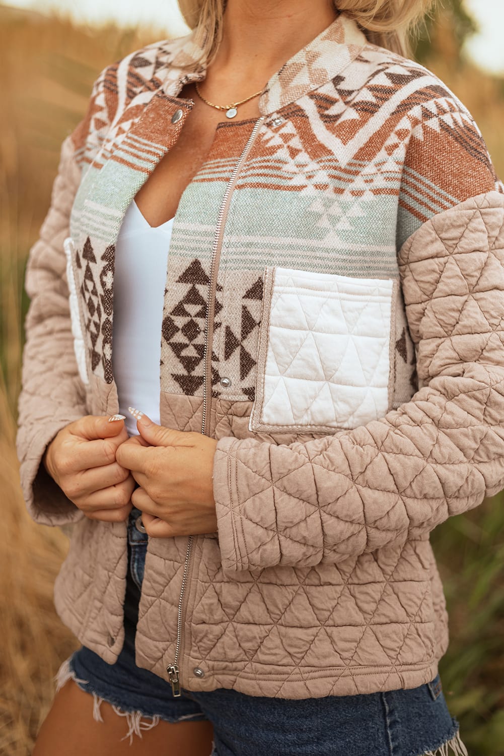 Western Quilted Aztec Jacket-Jacket-Krush Kandy, Women's Online Fashion Boutique Located in Phoenix, Arizona (Scottsdale Area)