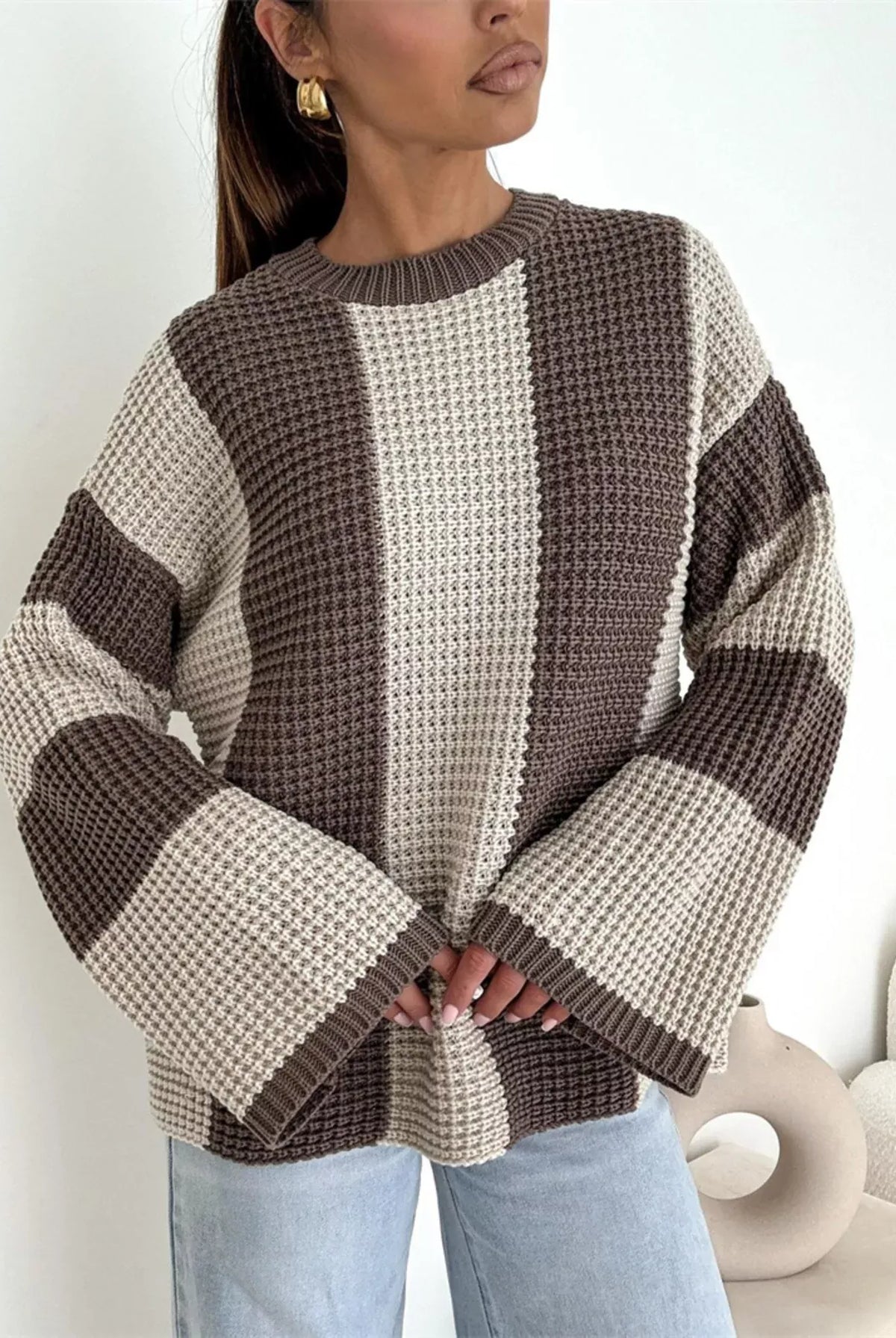 Color Block Long Sleeve Sweater-Sweater-Krush Kandy, Women's Online Fashion Boutique Located in Phoenix, Arizona (Scottsdale Area)