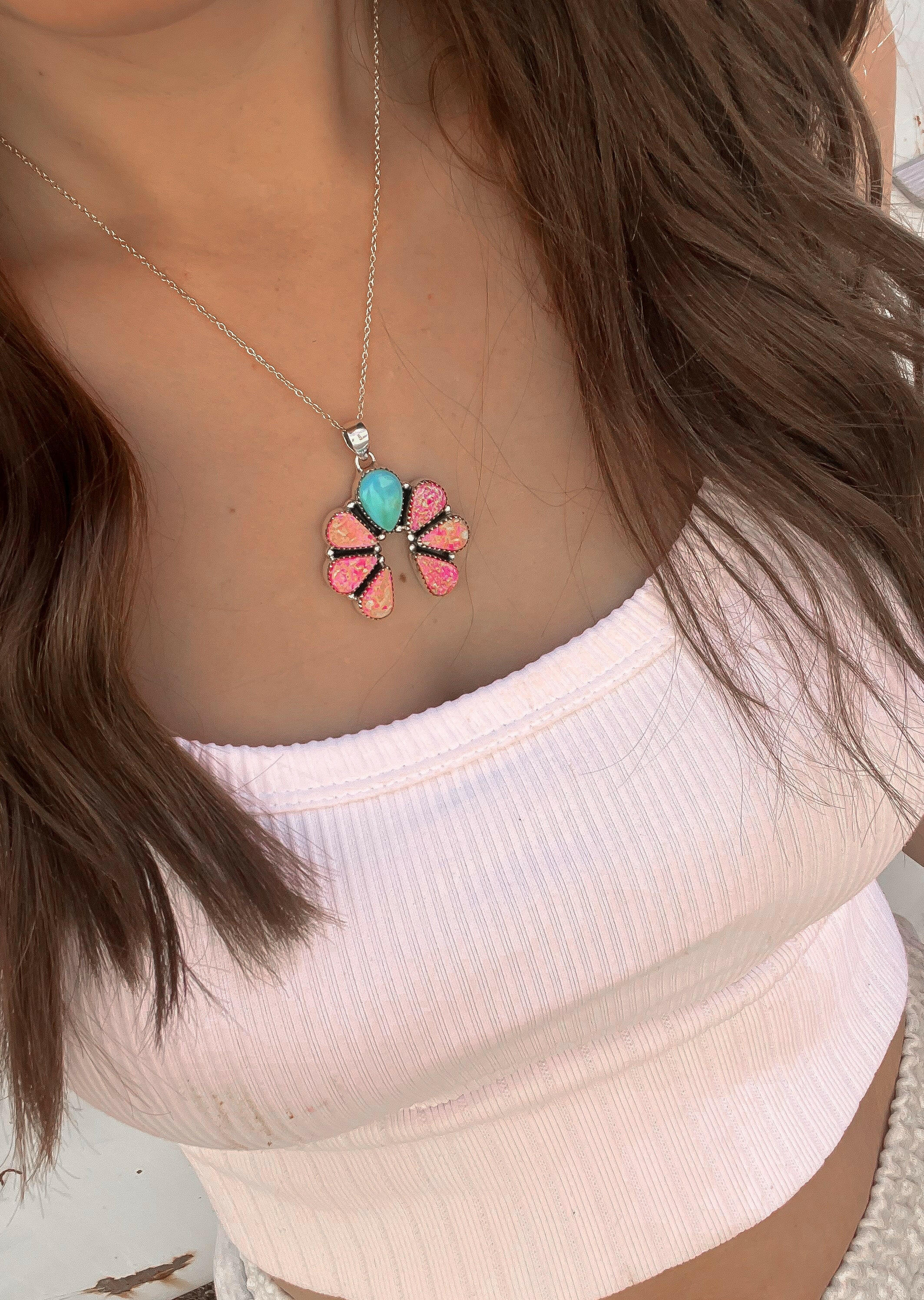 Horseshoe Pink Fire Opal & Turquoise Pendant & Ring-Krush Kandy, Women's Online Fashion Boutique Located in Phoenix, Arizona (Scottsdale Area)