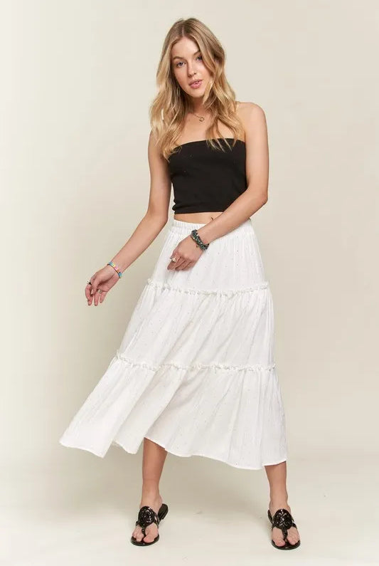 ADORA Rhinestone Accent Tiered Skirt-Skirts-Krush Kandy, Women's Online Fashion Boutique Located in Phoenix, Arizona (Scottsdale Area)