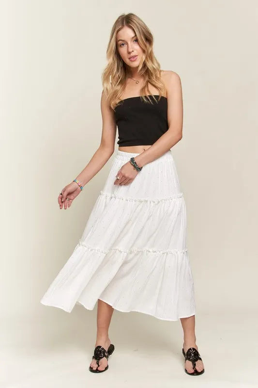 ADORA Rhinestone Accent Tiered Skirt-Skirts-Krush Kandy, Women's Online Fashion Boutique Located in Phoenix, Arizona (Scottsdale Area)
