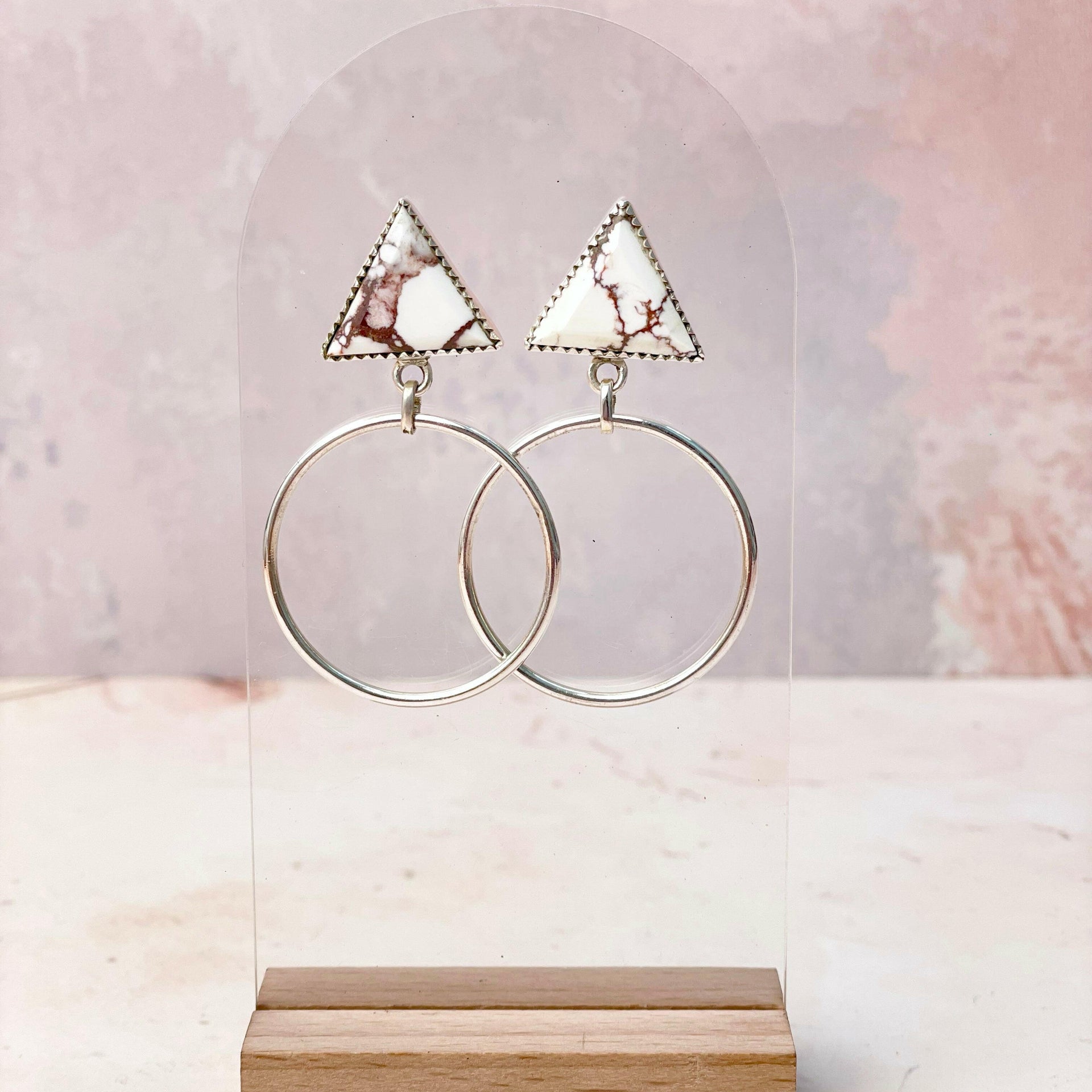 Tiffany's Triangle Single Stone Hoops-Earrings-Krush Kandy, Women's Online Fashion Boutique Located in Phoenix, Arizona (Scottsdale Area)
