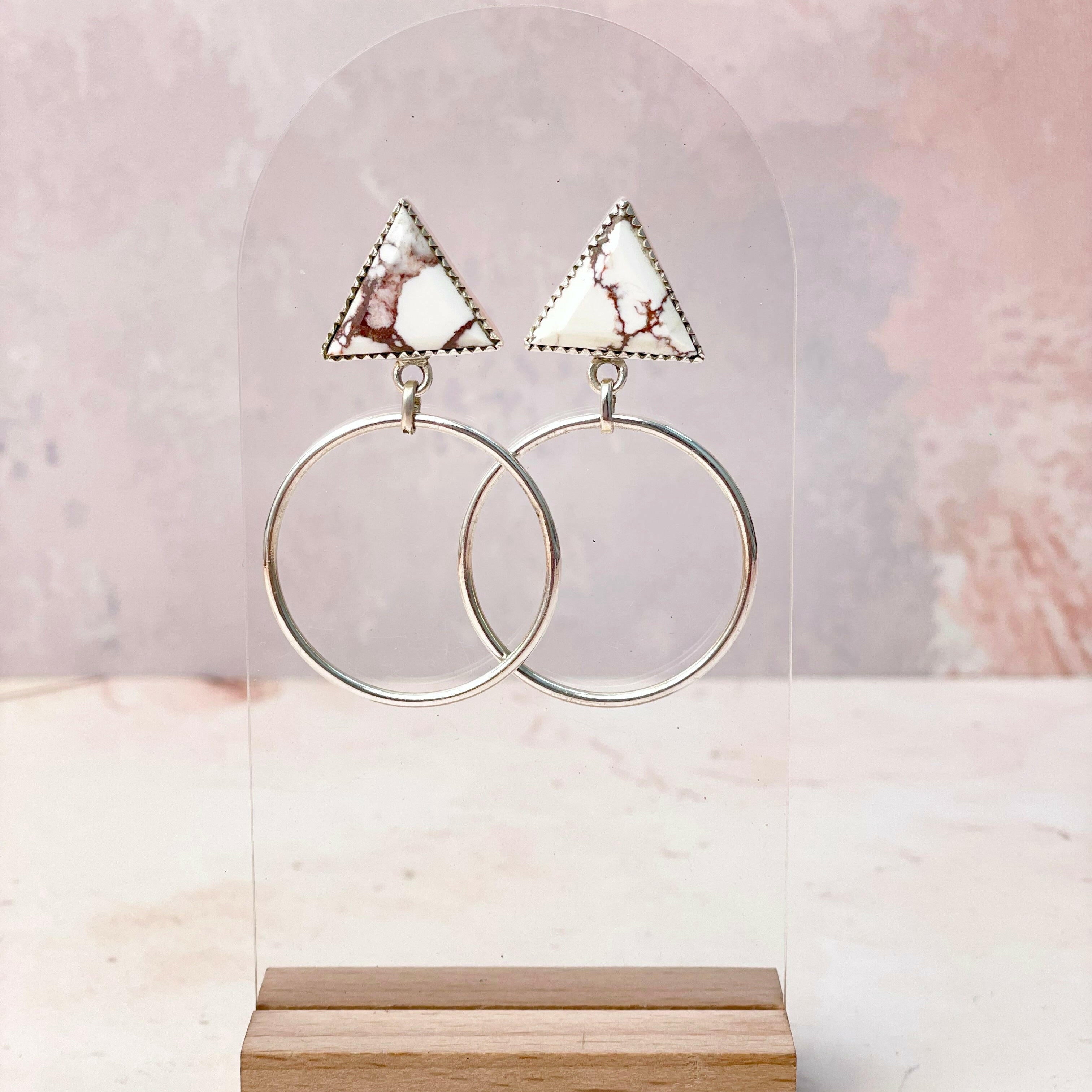 Tiffany's Triangle Single Stone Hoops-Earrings-Krush Kandy, Women's Online Fashion Boutique Located in Phoenix, Arizona (Scottsdale Area)