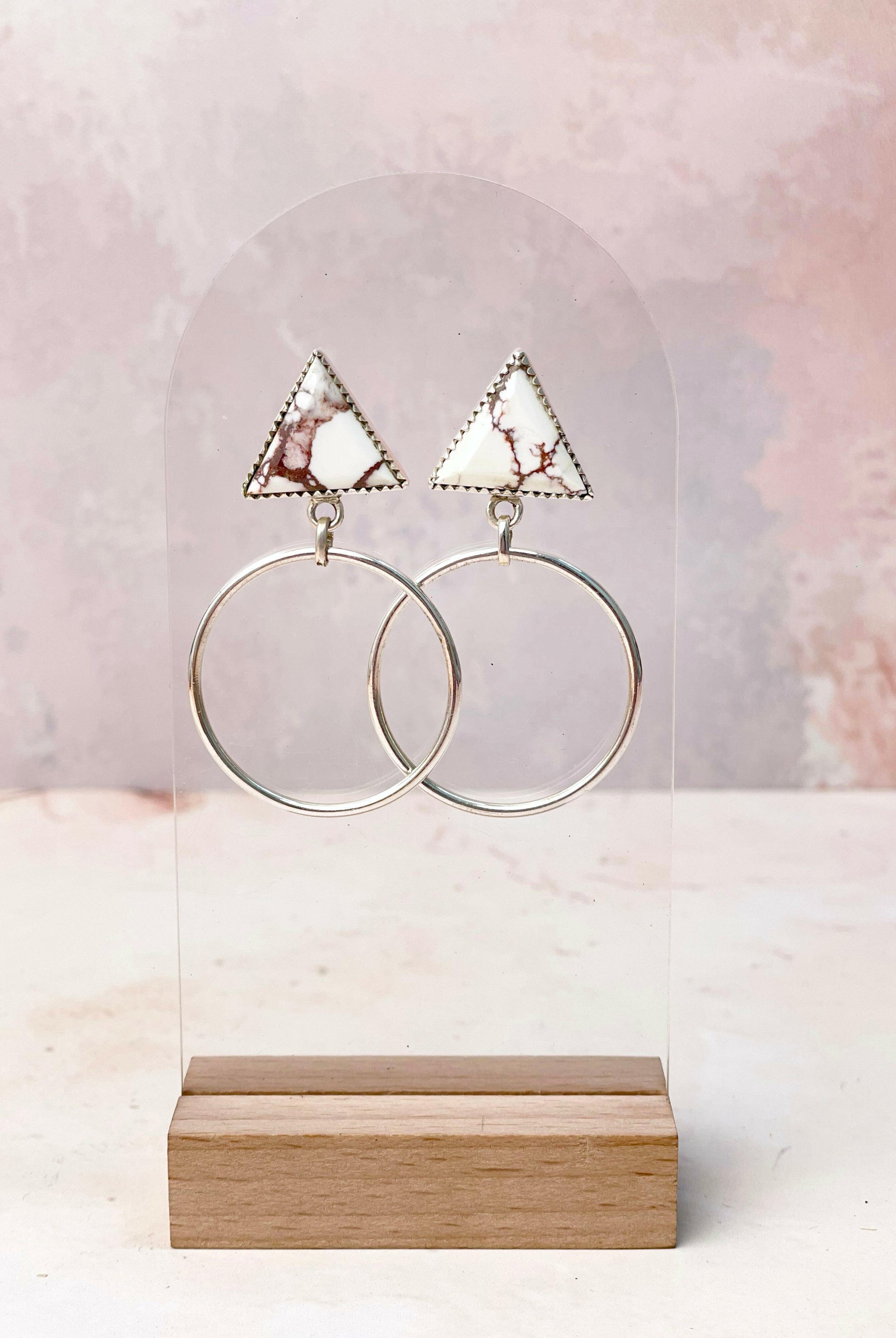 Tiffany's Triangle Single Stone Hoops-Earrings-Krush Kandy, Women's Online Fashion Boutique Located in Phoenix, Arizona (Scottsdale Area)