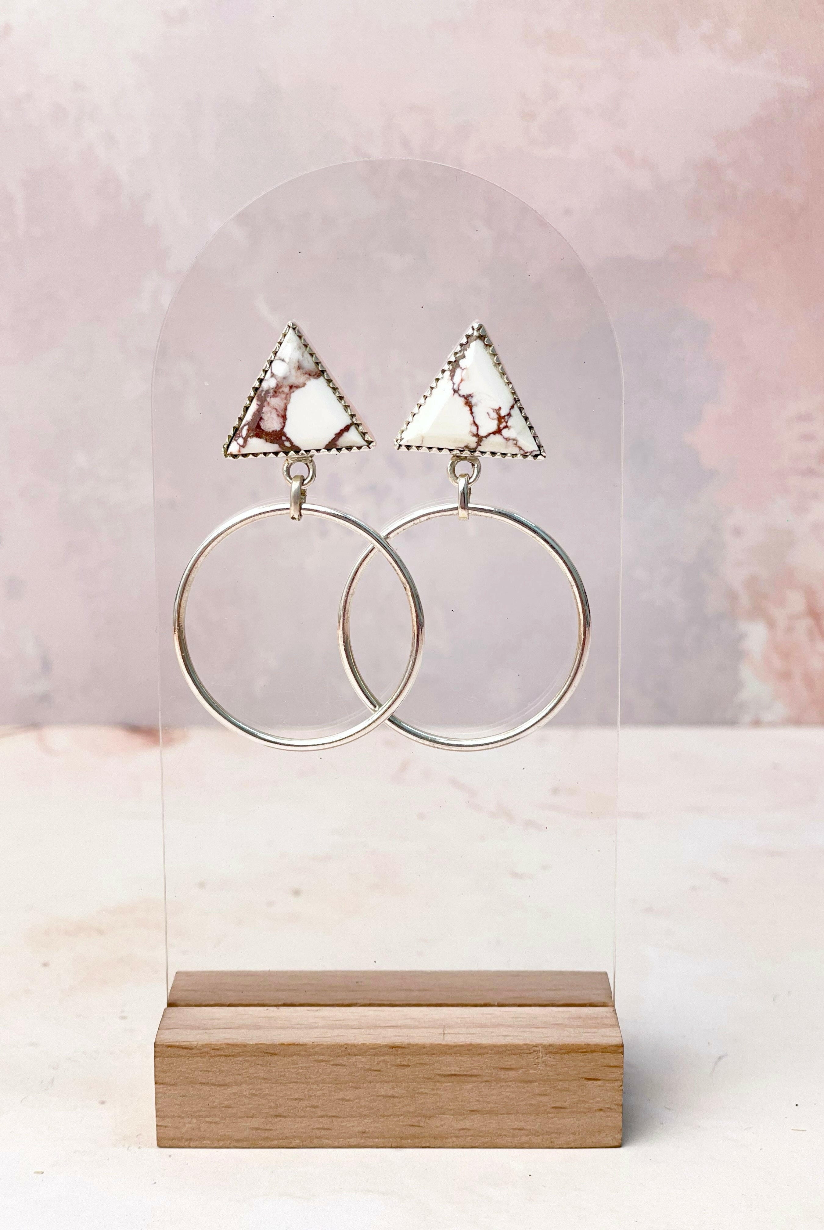 Tiffany's Triangle Single Stone Hoops-Earrings-Krush Kandy, Women's Online Fashion Boutique Located in Phoenix, Arizona (Scottsdale Area)
