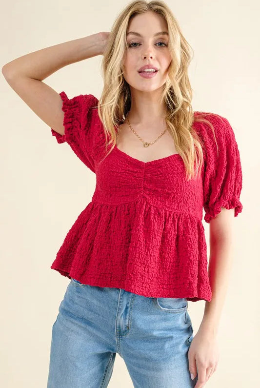 And The Why Lovely Textured and Smocked Top-Tops-Krush Kandy, Women's Online Fashion Boutique Located in Phoenix, Arizona (Scottsdale Area)