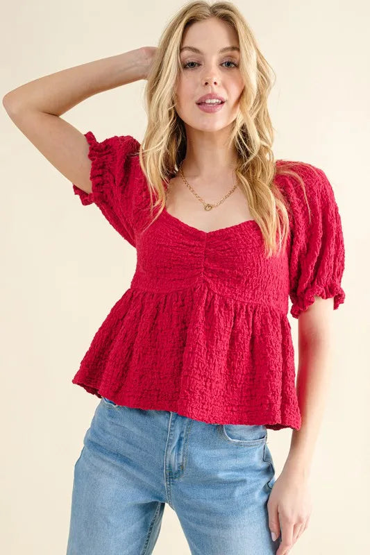 And The Why Lovely Textured and Smocked Top-Tops-Krush Kandy, Women's Online Fashion Boutique Located in Phoenix, Arizona (Scottsdale Area)