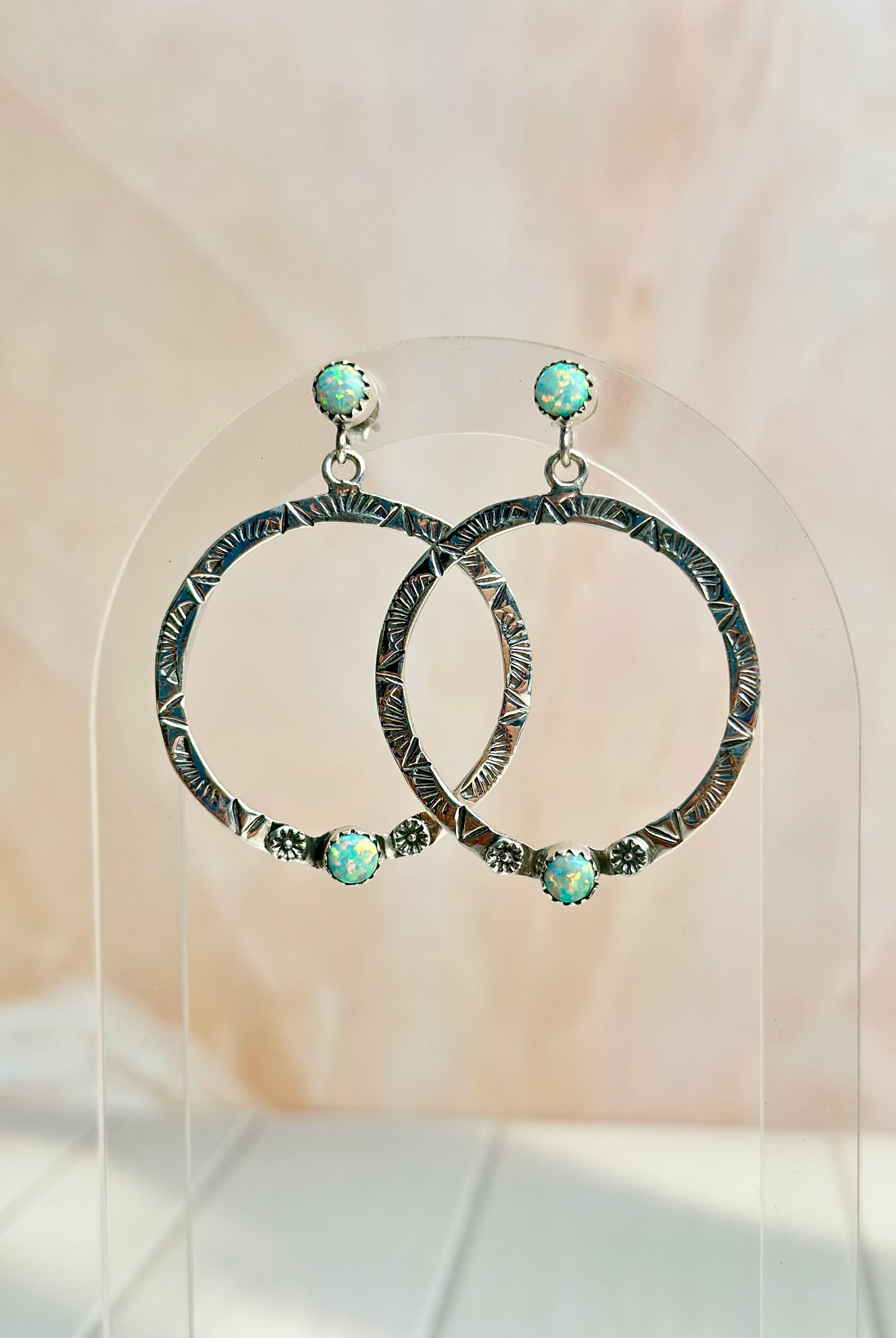 Boho Hoops Opal Earrings-Earrings-Krush Kandy, Women's Online Fashion Boutique Located in Phoenix, Arizona (Scottsdale Area)