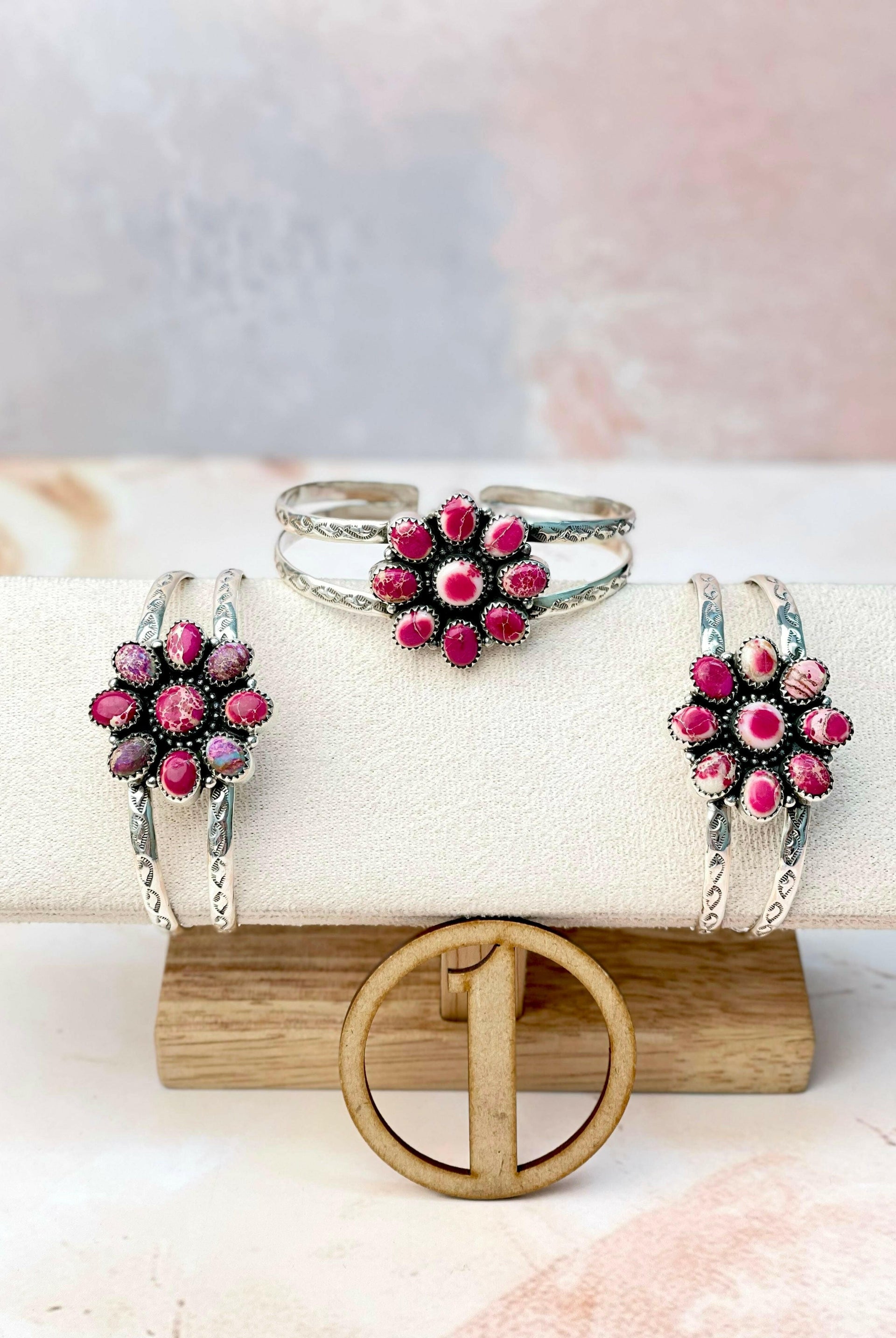 Desert Jasper Daisy Stone Cuffs-Bracelets-Krush Kandy, Women's Online Fashion Boutique Located in Phoenix, Arizona (Scottsdale Area)