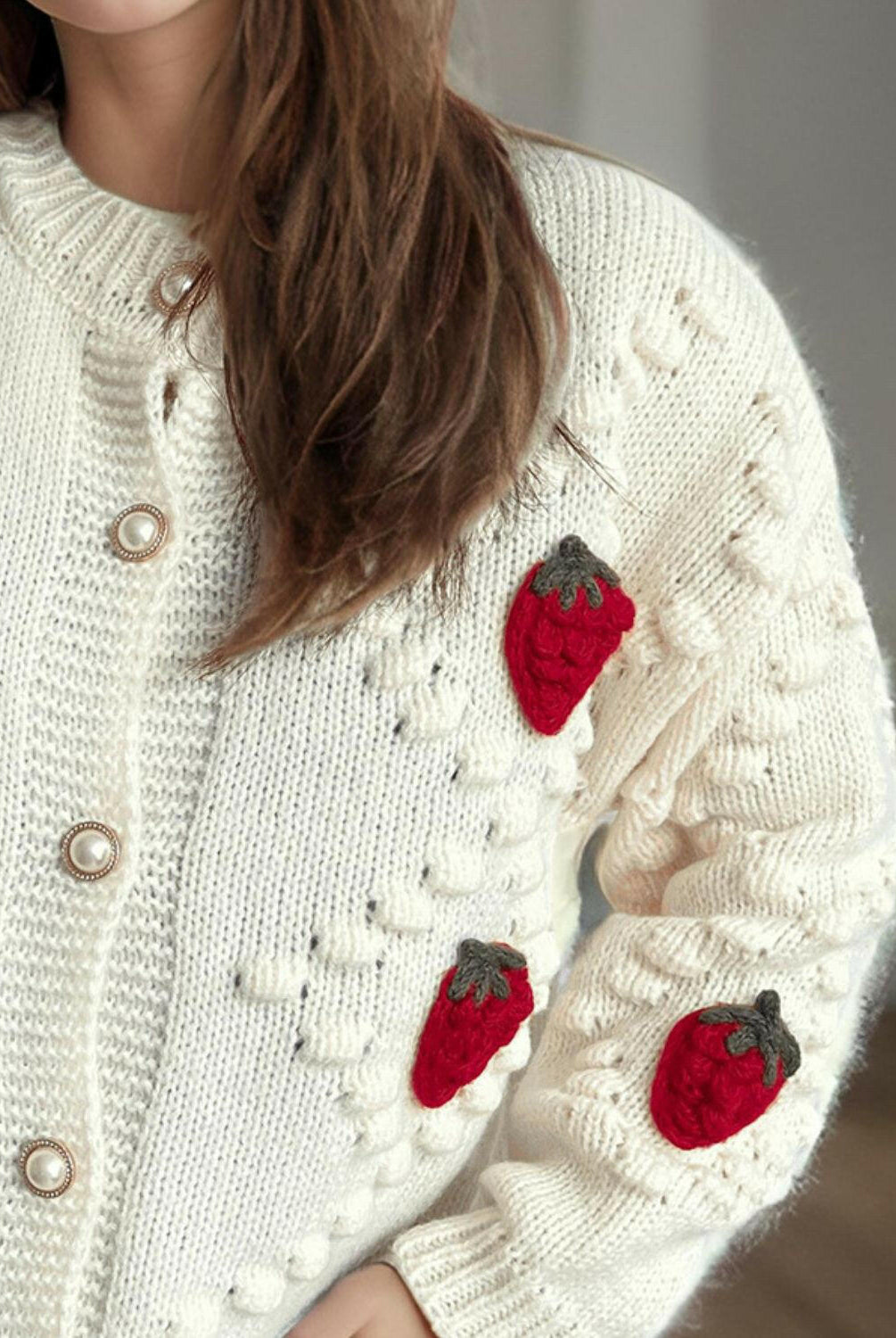 Strawberry Button Down Long Sleeve Cardigan-Cardigans-Krush Kandy, Women's Online Fashion Boutique Located in Phoenix, Arizona (Scottsdale Area)