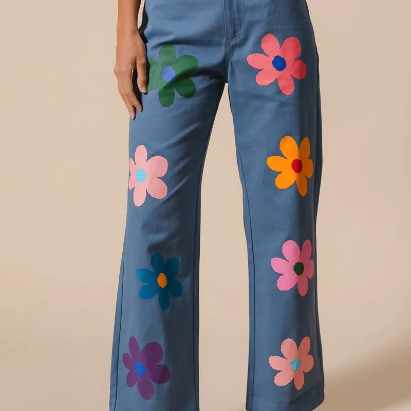 BiBi Floral Print Straight Leg Pants-PANTS-Krush Kandy, Women's Online Fashion Boutique Located in Phoenix, Arizona (Scottsdale Area)