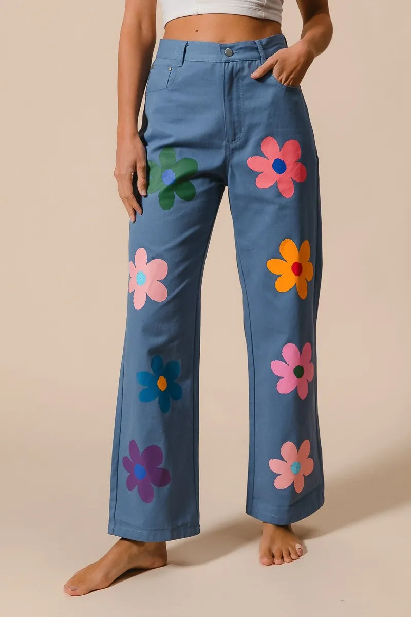BiBi Floral Print Straight Leg Pants-PANTS-Krush Kandy, Women's Online Fashion Boutique Located in Phoenix, Arizona (Scottsdale Area)